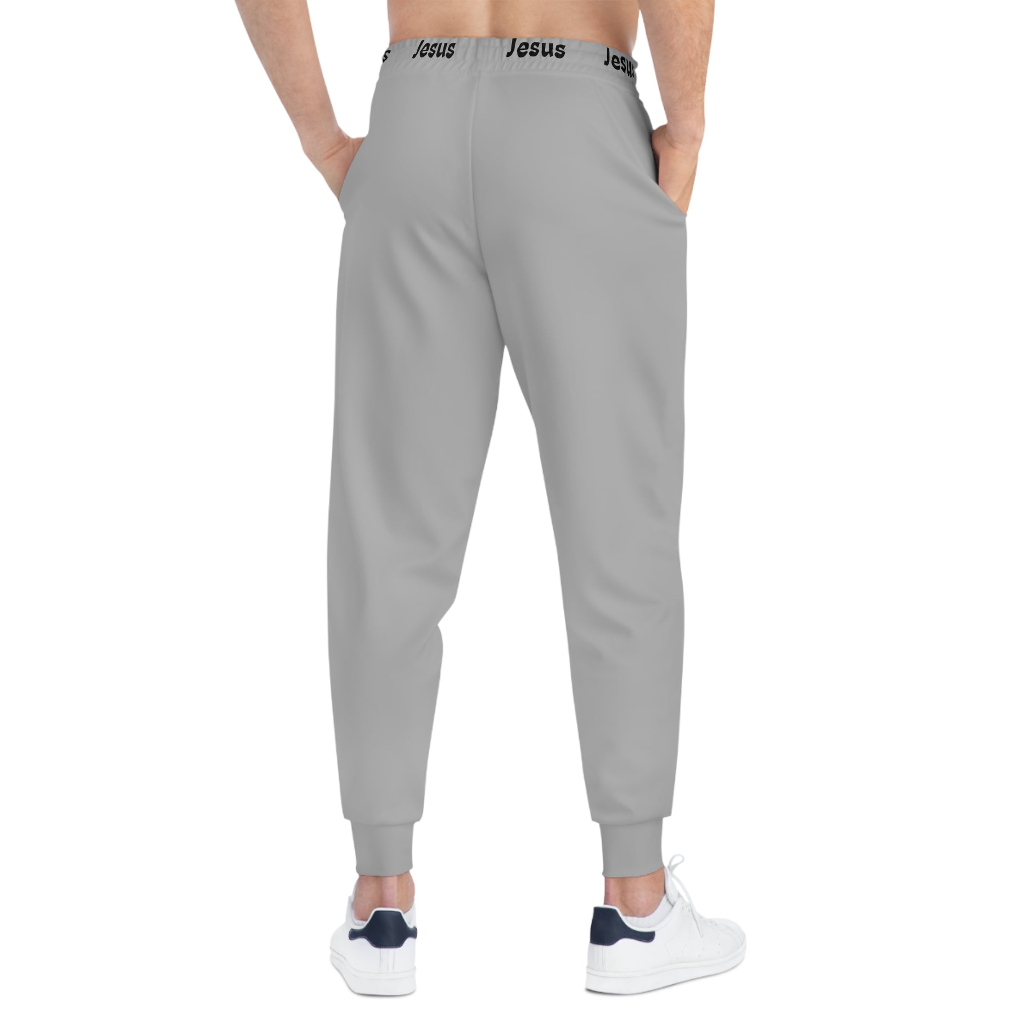 Collection of Glory Gear Inspirational Athletic Joggers with 'Jesus' Design - Perfect for Workouts and Everyday Comfort in a gallery layout