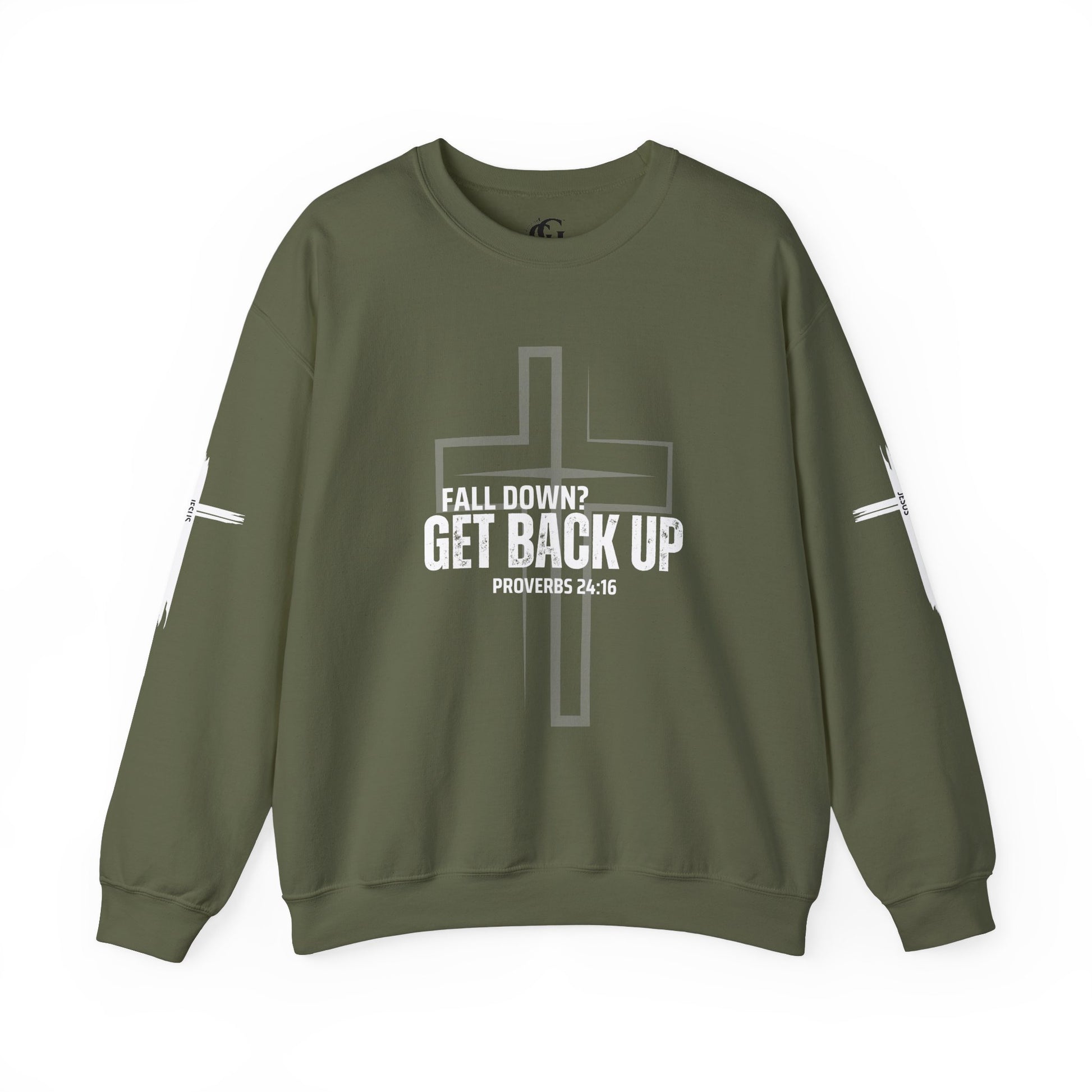 Inspirational Crewneck Sweatshirt - 'Get Back Up' Proverbs 24:16