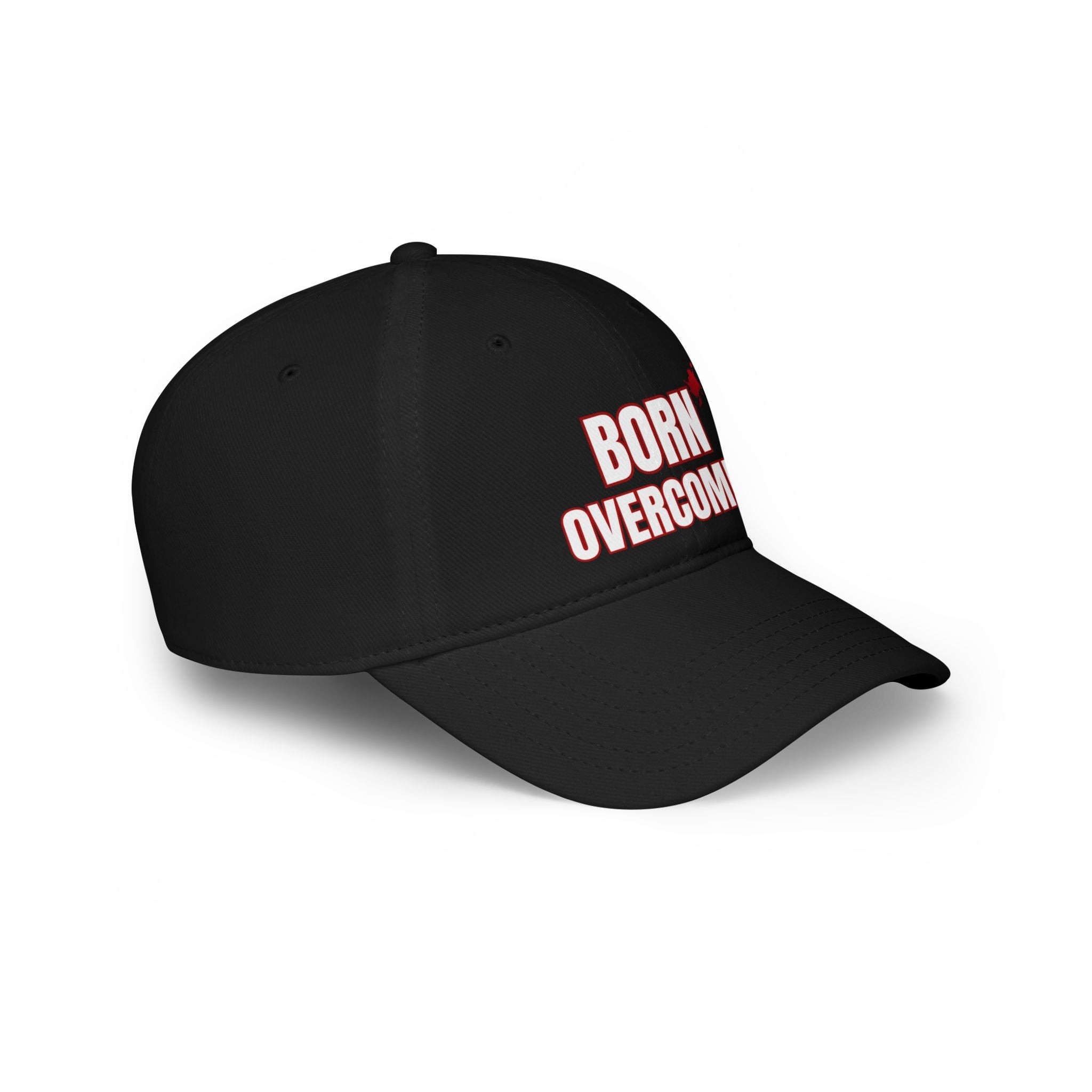 Collection of Born Overcomer Low Profile Baseball Cap - Motivational Red Hat in a gallery layout