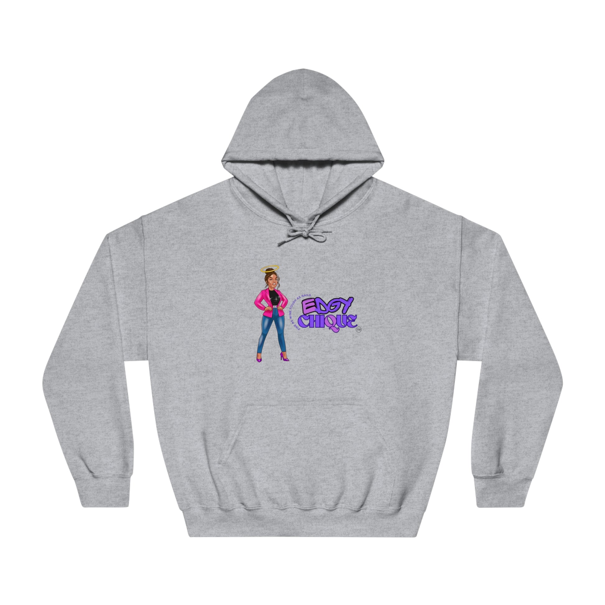 Edgy Chic Unisex Hooded Sweatshirt - Trendy Graphic Design for Fashion Lovers