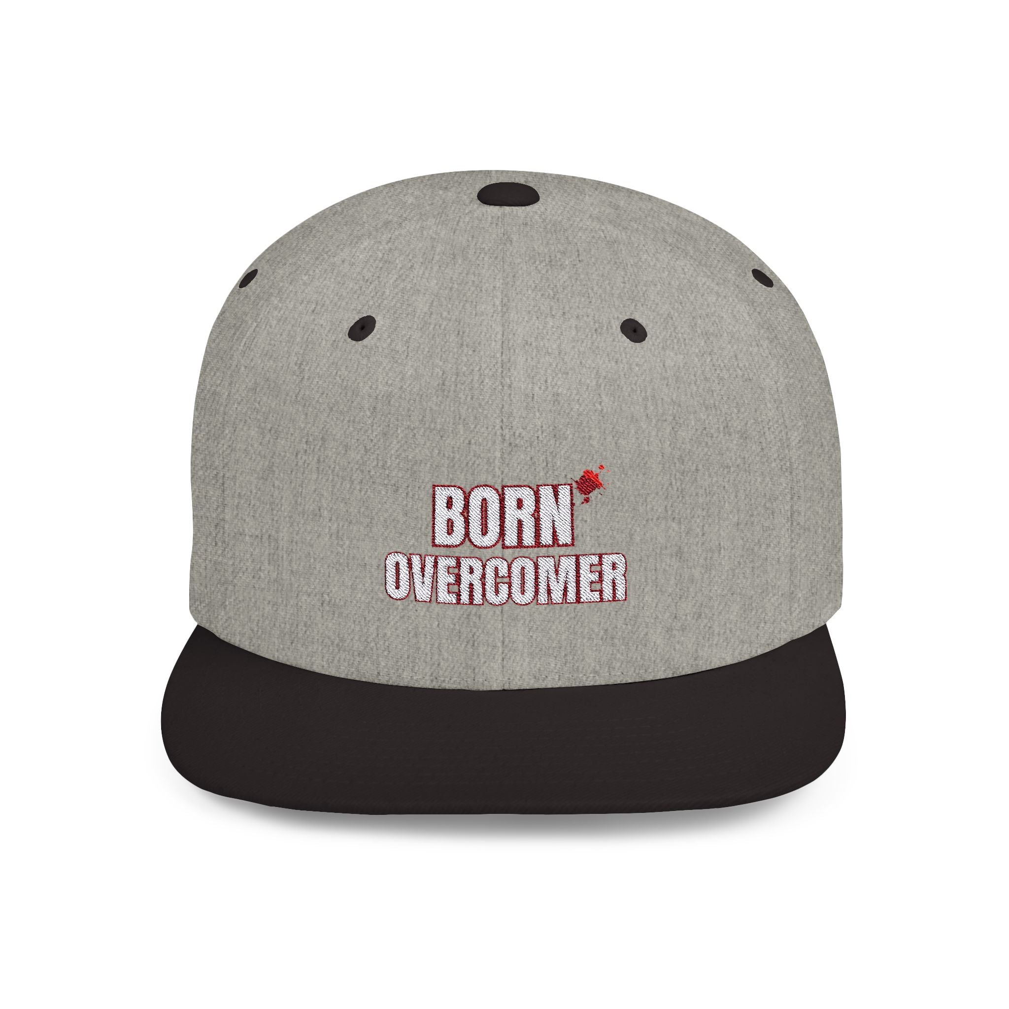 Collection of Born Overcomer Flat Bill Snapback Cap - Inspirational Hat for Motivated Individuals in a gallery layout