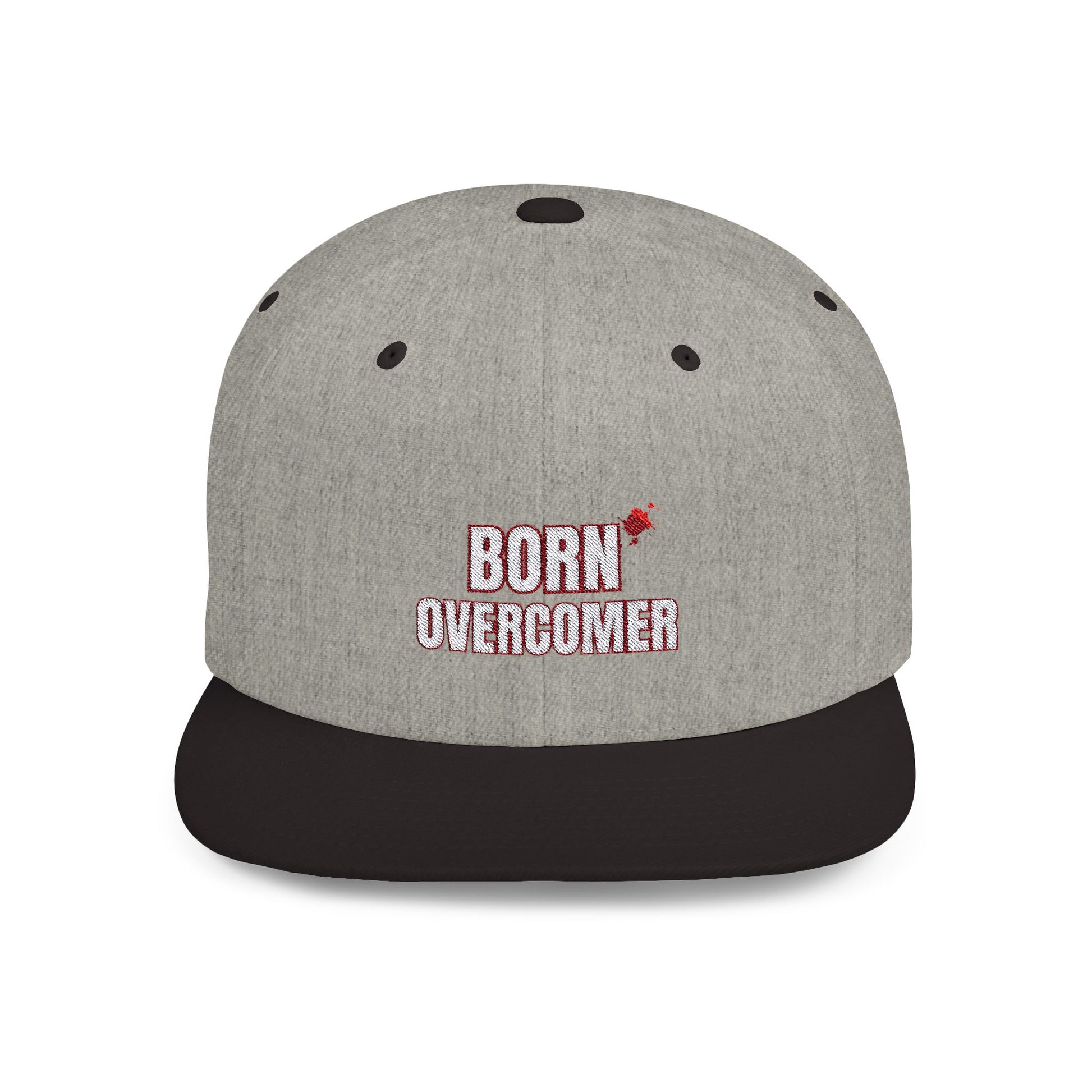 Born Overcomer Flat Bill Snapback Cap - Inspirational Hat for Motivated Individuals