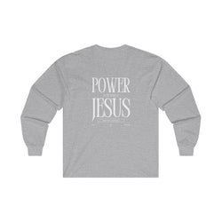 Collection of Power in the Name of Jesus Unisex Long Sleeve Tee - Faith-Based Spiritual Apparel in a gallery layout