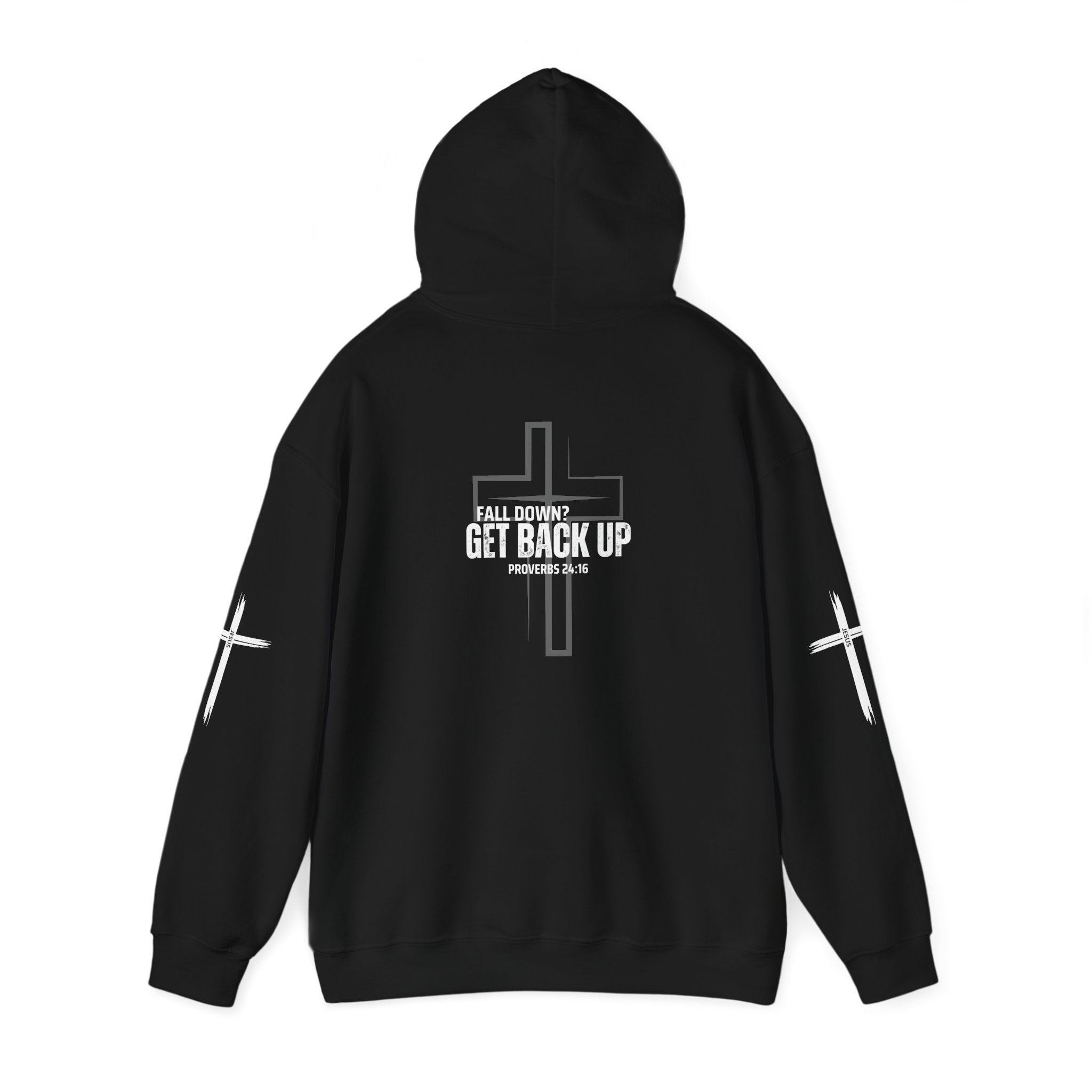 Collection of Fall Down? Get Back Up Psalm 24 Unisex Hooded Sweatshirt in a gallery layout