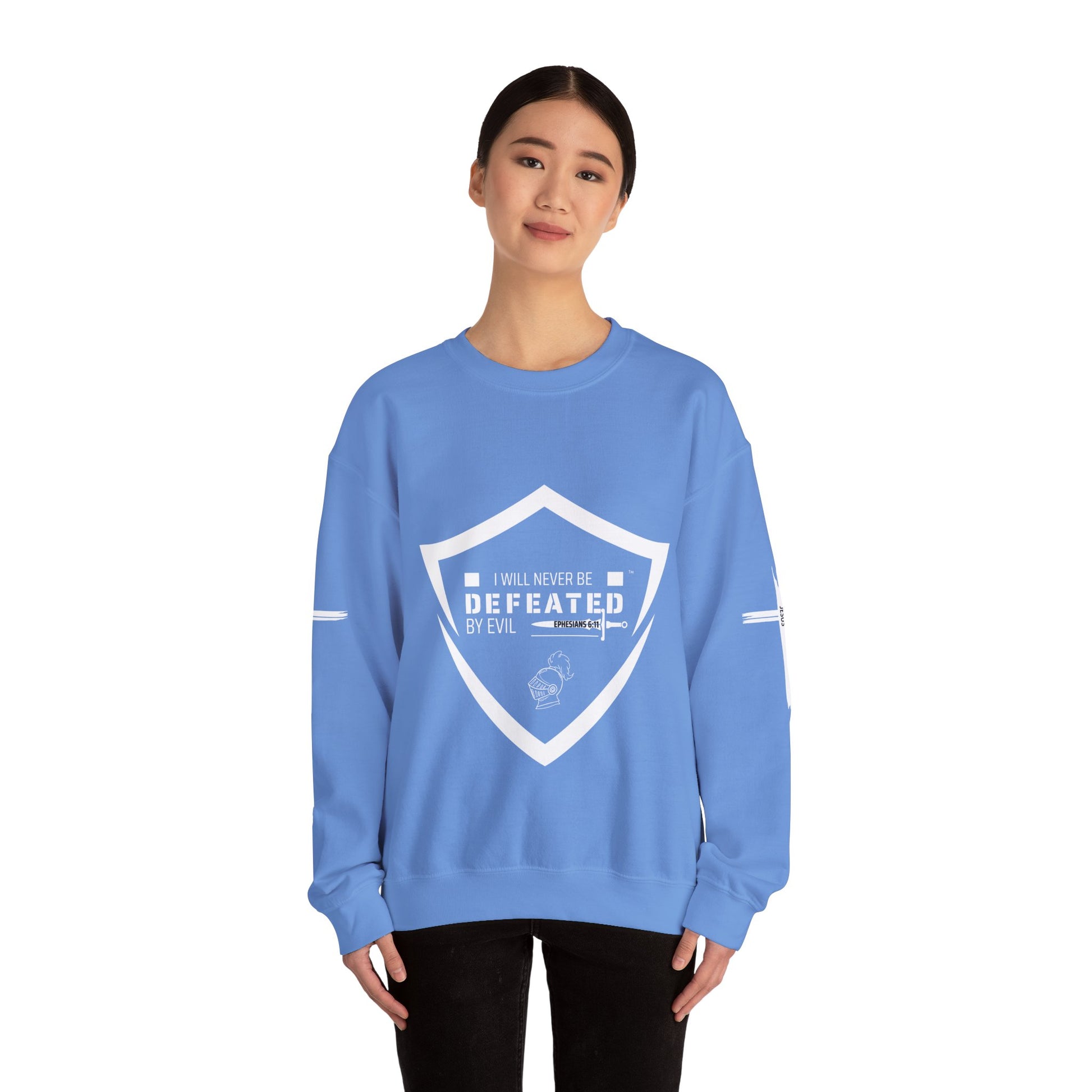 "I WILL NEVER BE DEFEATED" Unisex Crewneck Sweatshirt