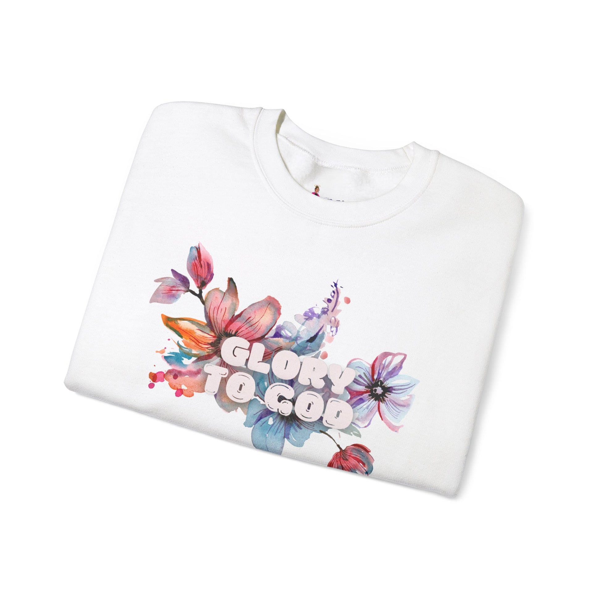 "Glory to God" Floral Crewneck Sweatshirt: no-chenille patch