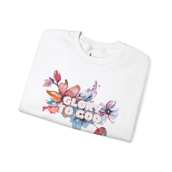 Collection of "Glory to God" Floral Crewneck Sweatshirt: no-chenille patch in a gallery layout