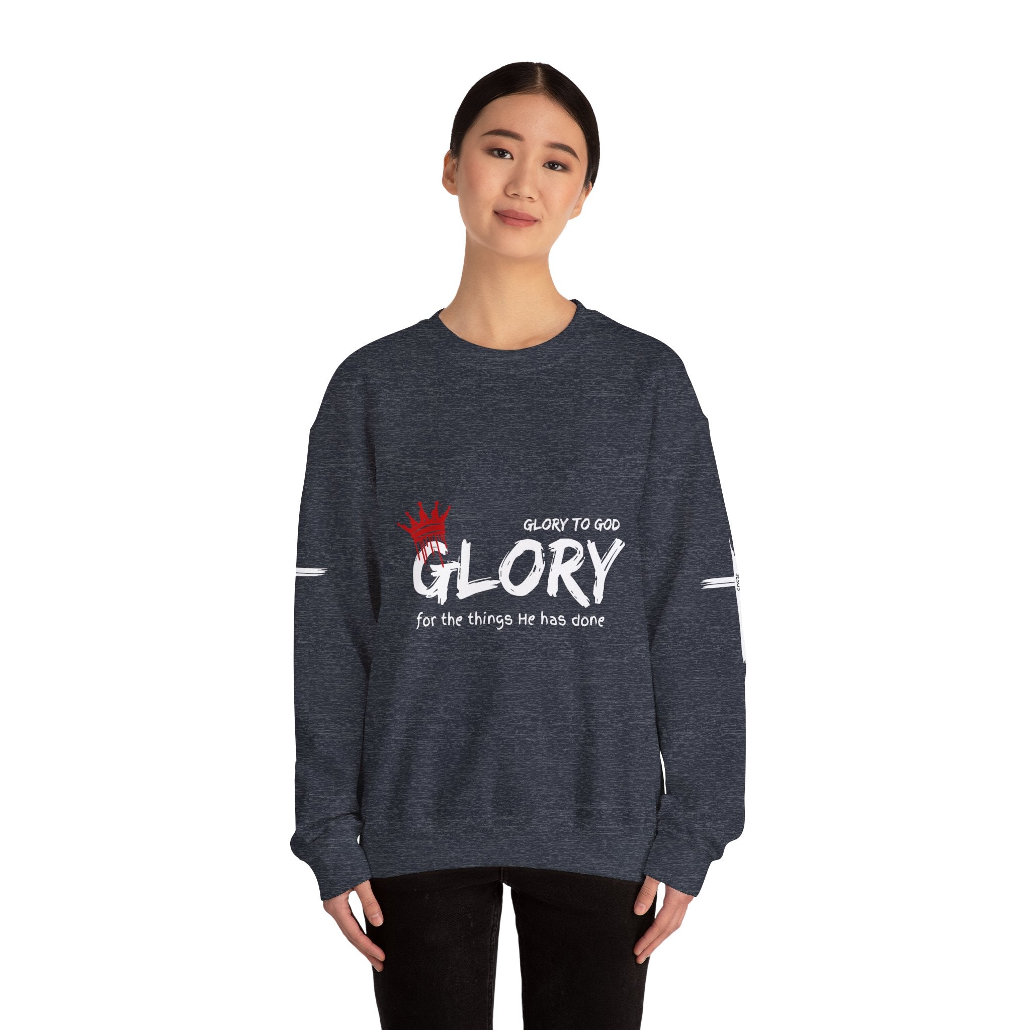 Collection of Glory to God for the Things He Has Done - Unisex Crewneck Sweatshirt in a gallery layout