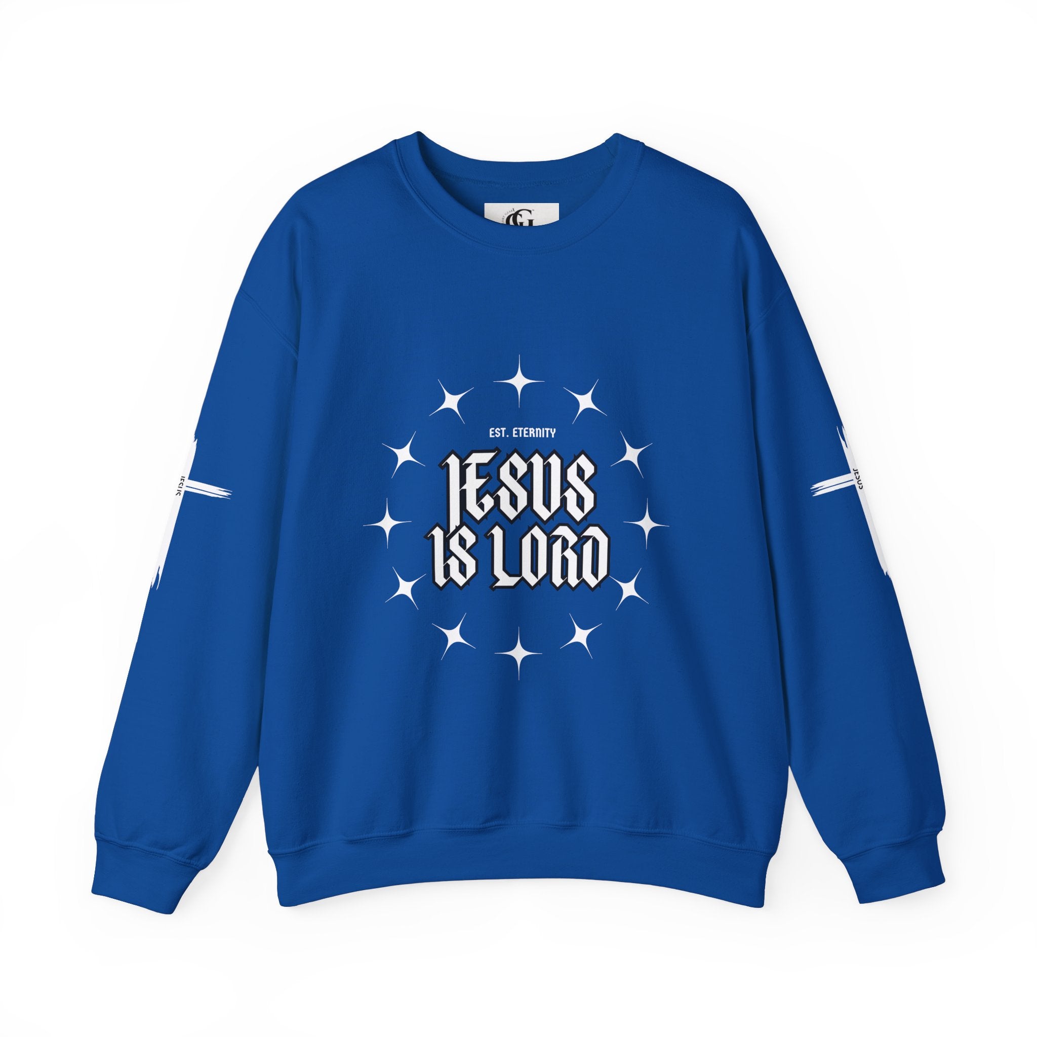 Collection of Faith-Inspired Unisex Heavy Blend Crewneck Sweatshirt - 'Jesus Is Lord' Design in a gallery layout