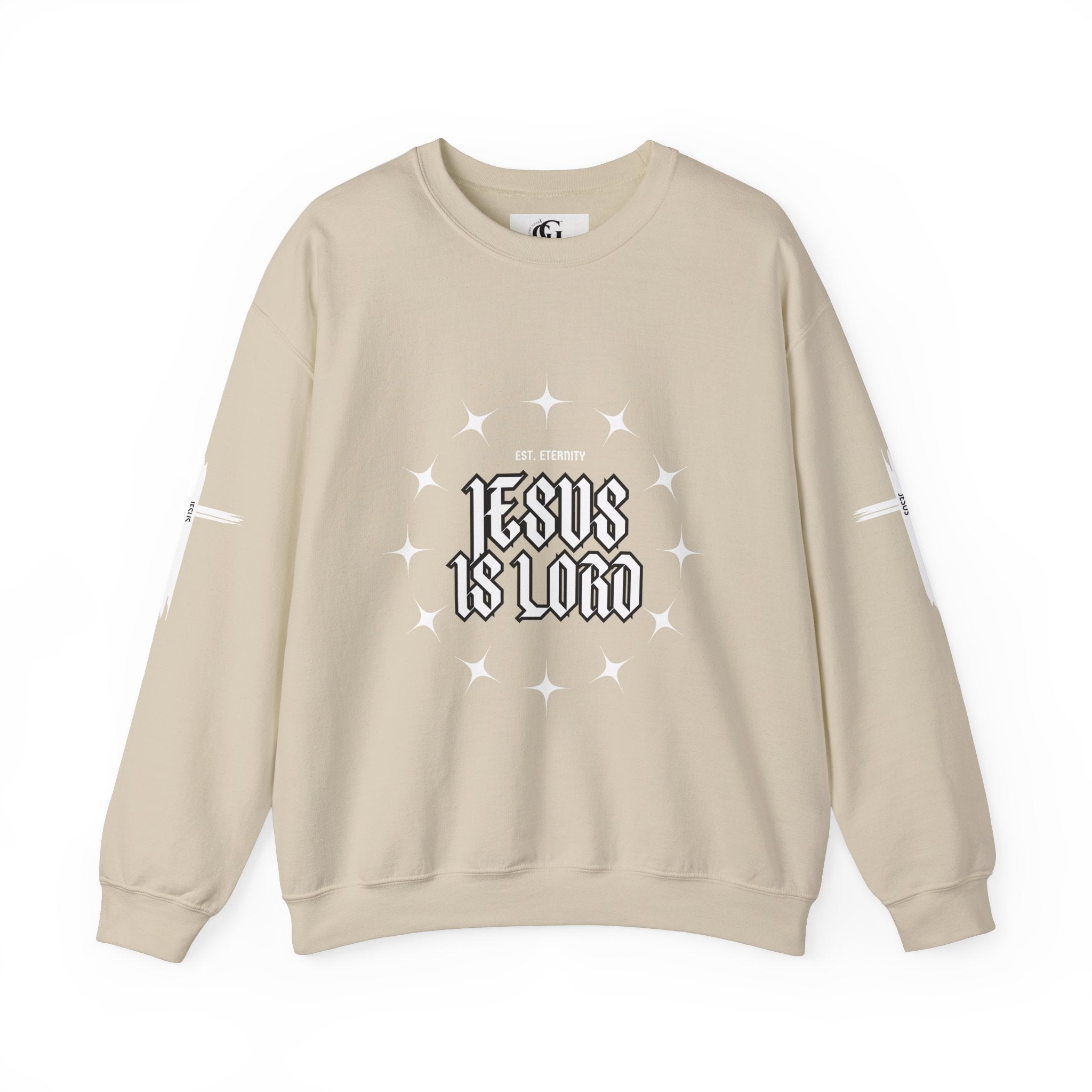 Collection of Faith-Inspired Unisex Heavy Blend Crewneck Sweatshirt - 'Jesus Is Lord' Design in a gallery layout