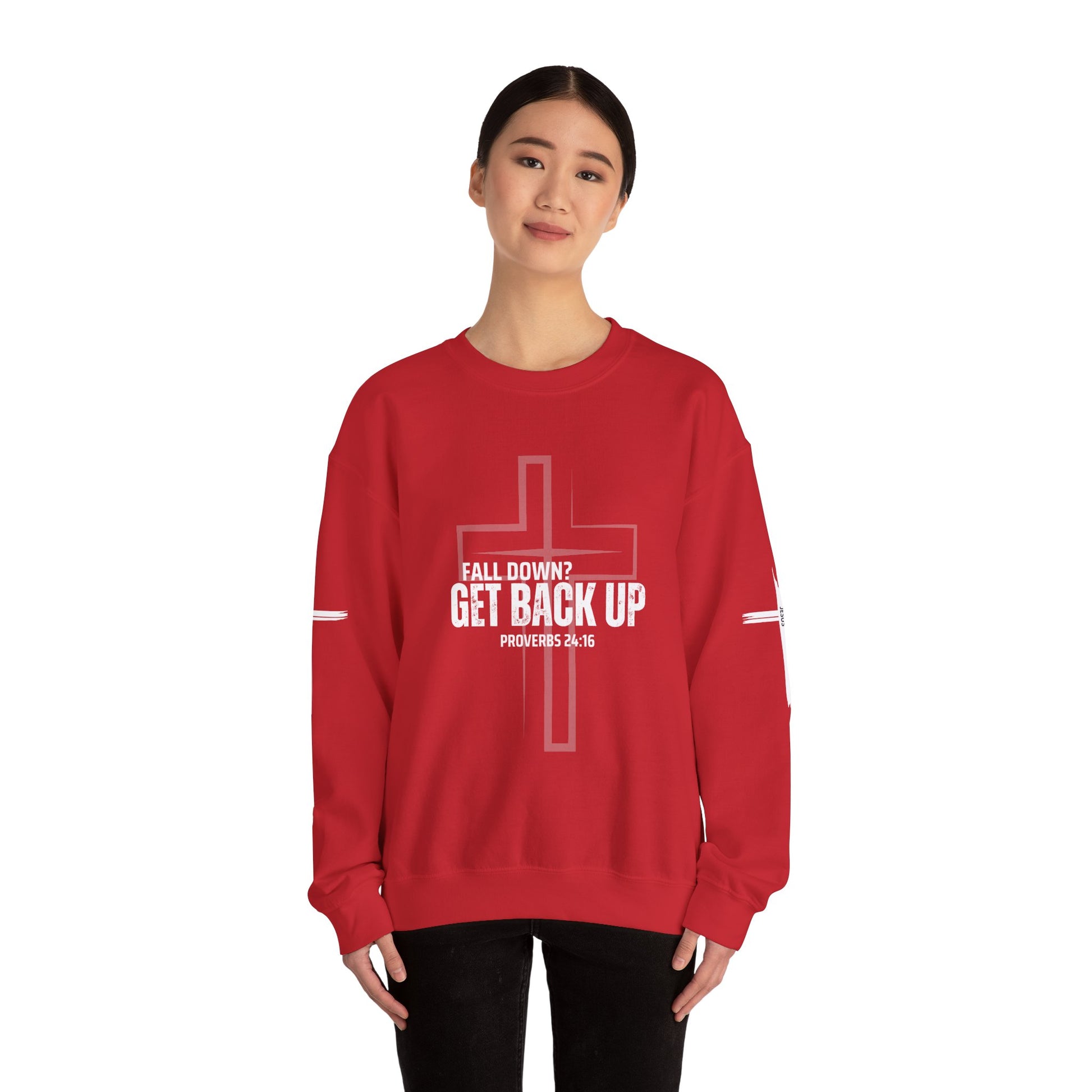 Inspirational Crewneck Sweatshirt - 'Get Back Up' Proverbs 24:16