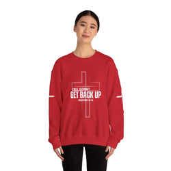 Collection of Inspirational Crewneck Sweatshirt - 'Get Back Up' Proverbs 24:16 in a gallery layout