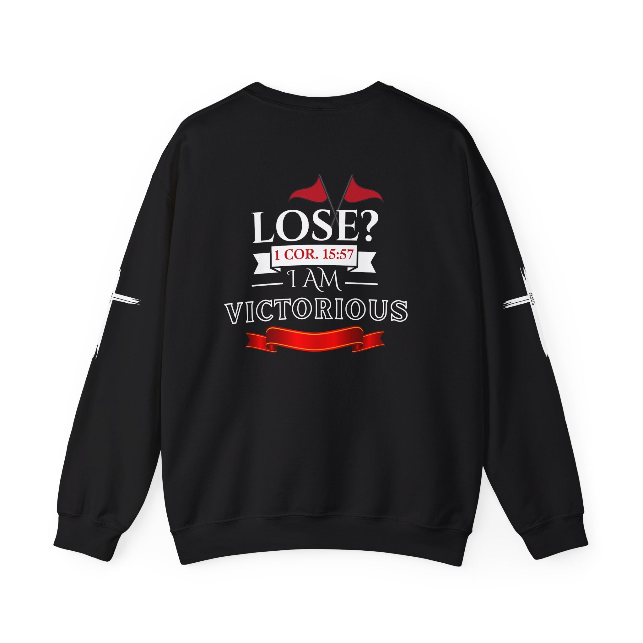 Collection of Inspirational Crewneck Sweatshirt - I AM VICTORIOUS 1 COR. 15:57 | Faith & Victory Apparel in a gallery layout