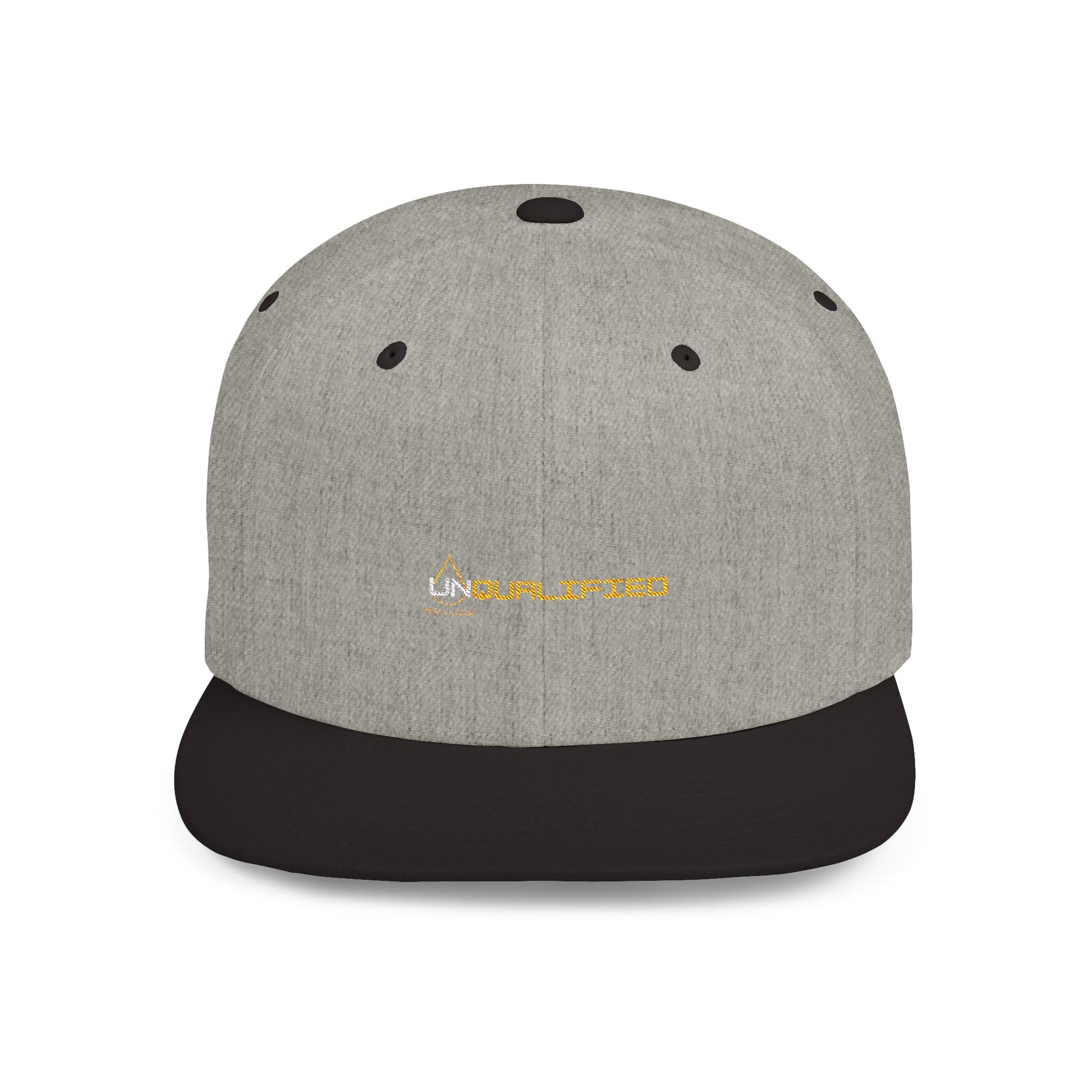 unQUALIFIED Embroidered Flat Bill Snapback Hat - Stylish & Trendy Headwear