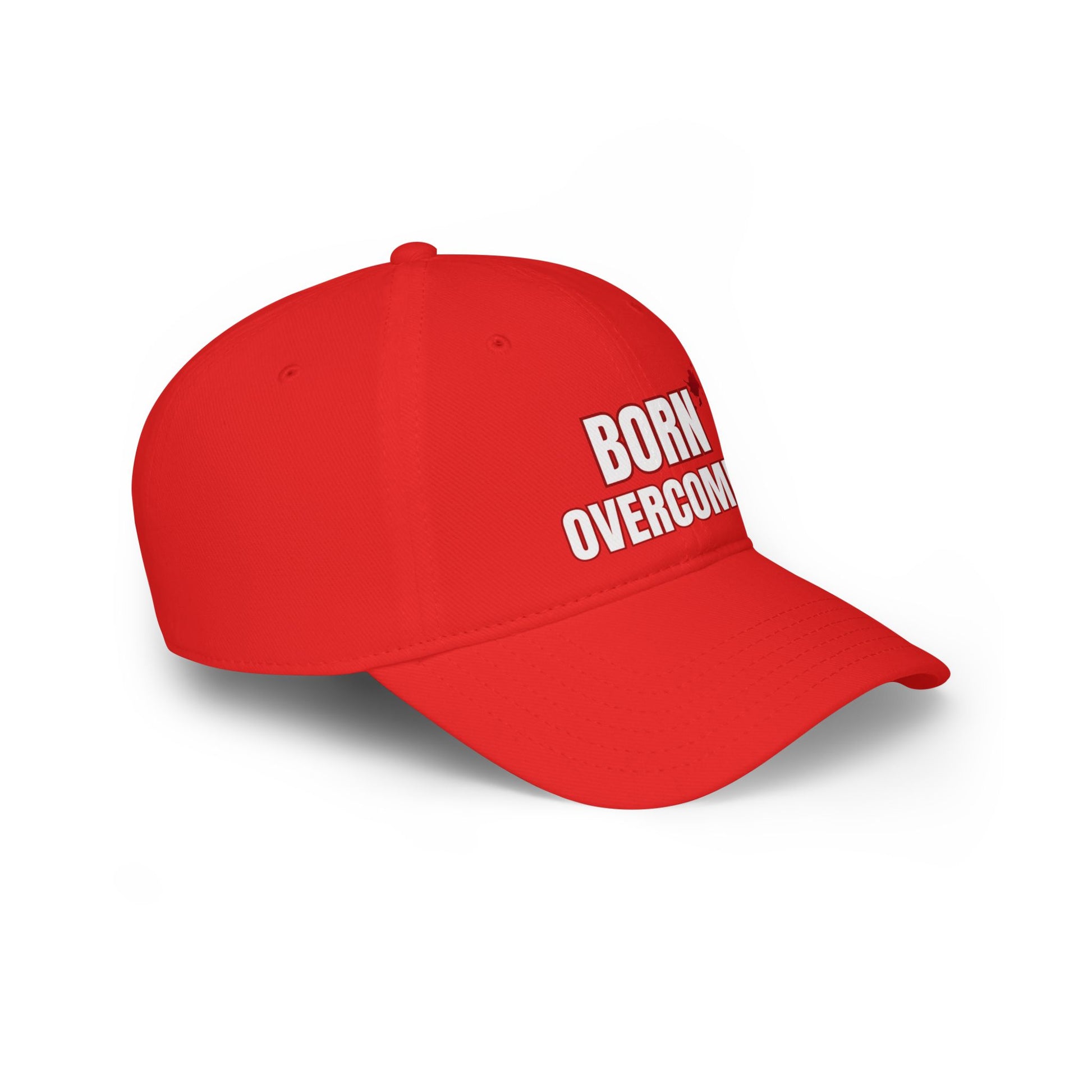 Born Overcomer Low Profile Baseball Cap - Motivational Red Hat