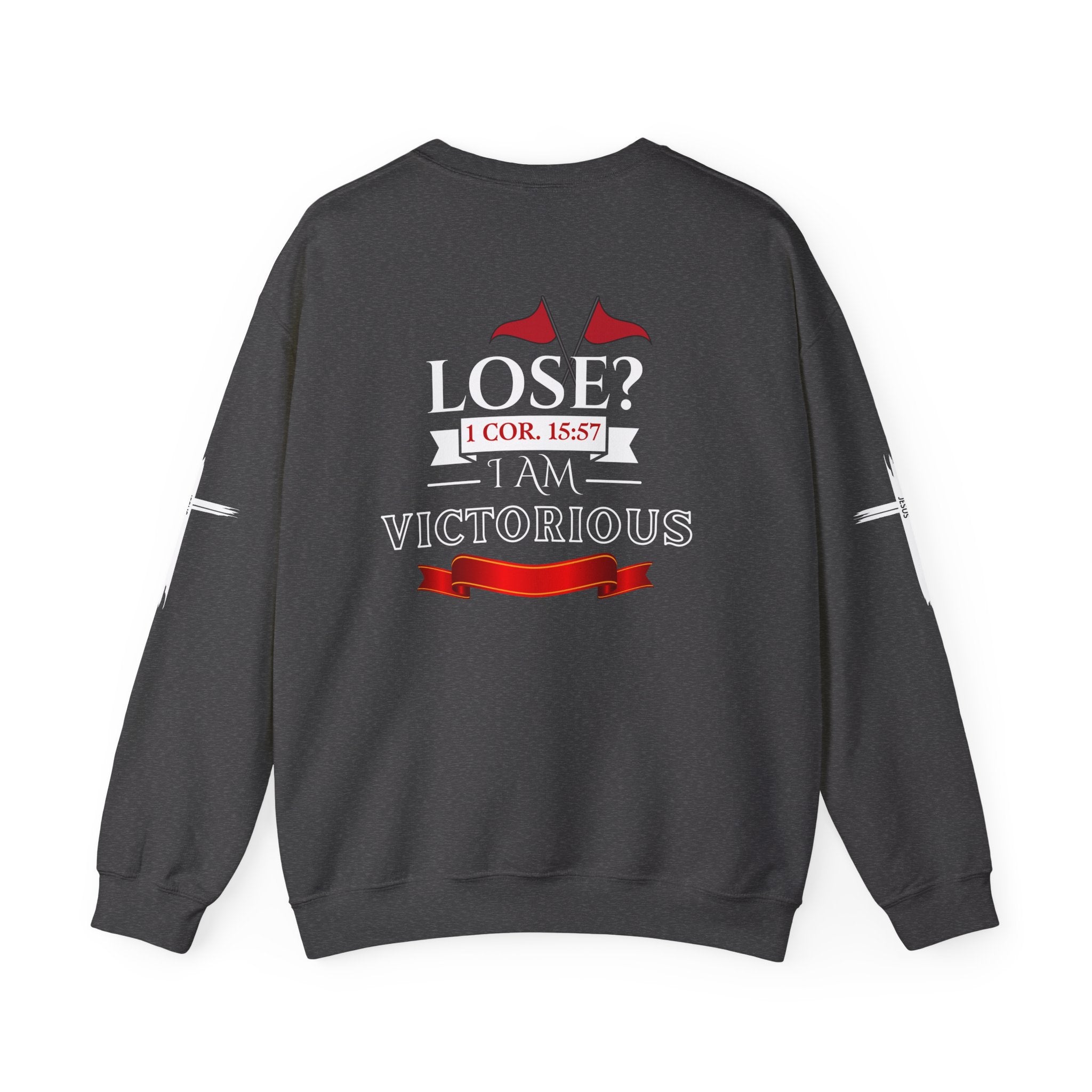 Collection of Inspirational Crewneck Sweatshirt - I AM VICTORIOUS 1 COR. 15:57 | Faith & Victory Apparel in a gallery layout