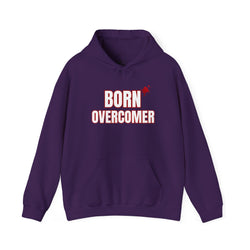 Collection of Born Overcomer - Unisex Heavy Blend Hoodie - Inspirational Sweatshirt for Everyday Comfort in a gallery layout