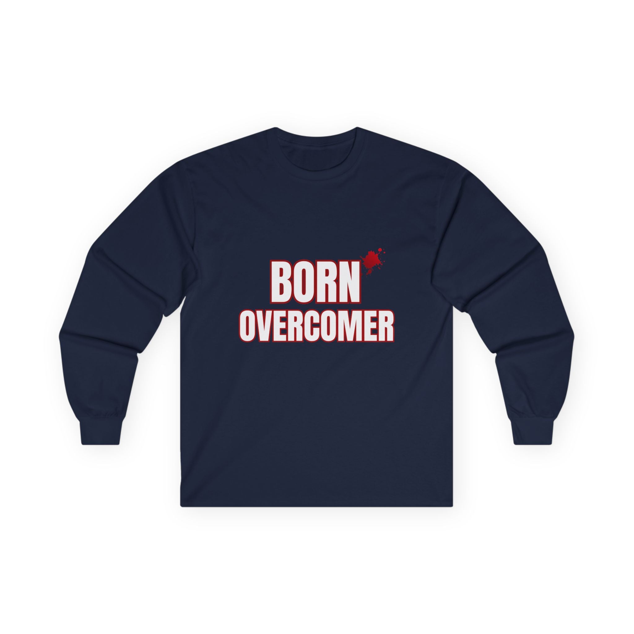 Collection of Born Overcomer Unisex Long Sleeve Tee - Inspirational Motivational Shirt in a gallery layout