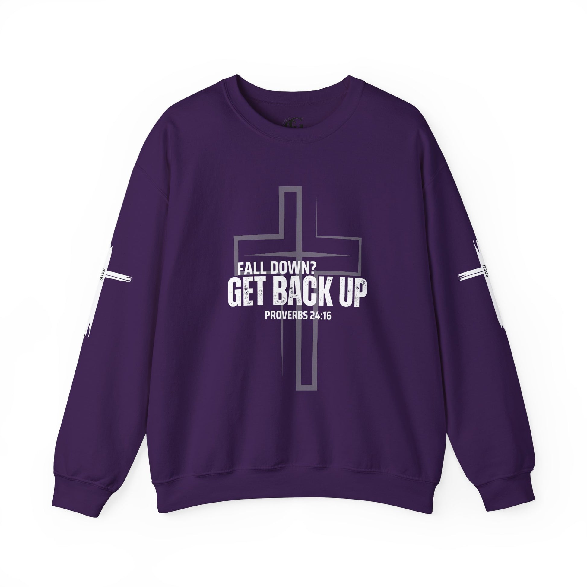 Inspirational Crewneck Sweatshirt - 'Get Back Up' Proverbs 24:16