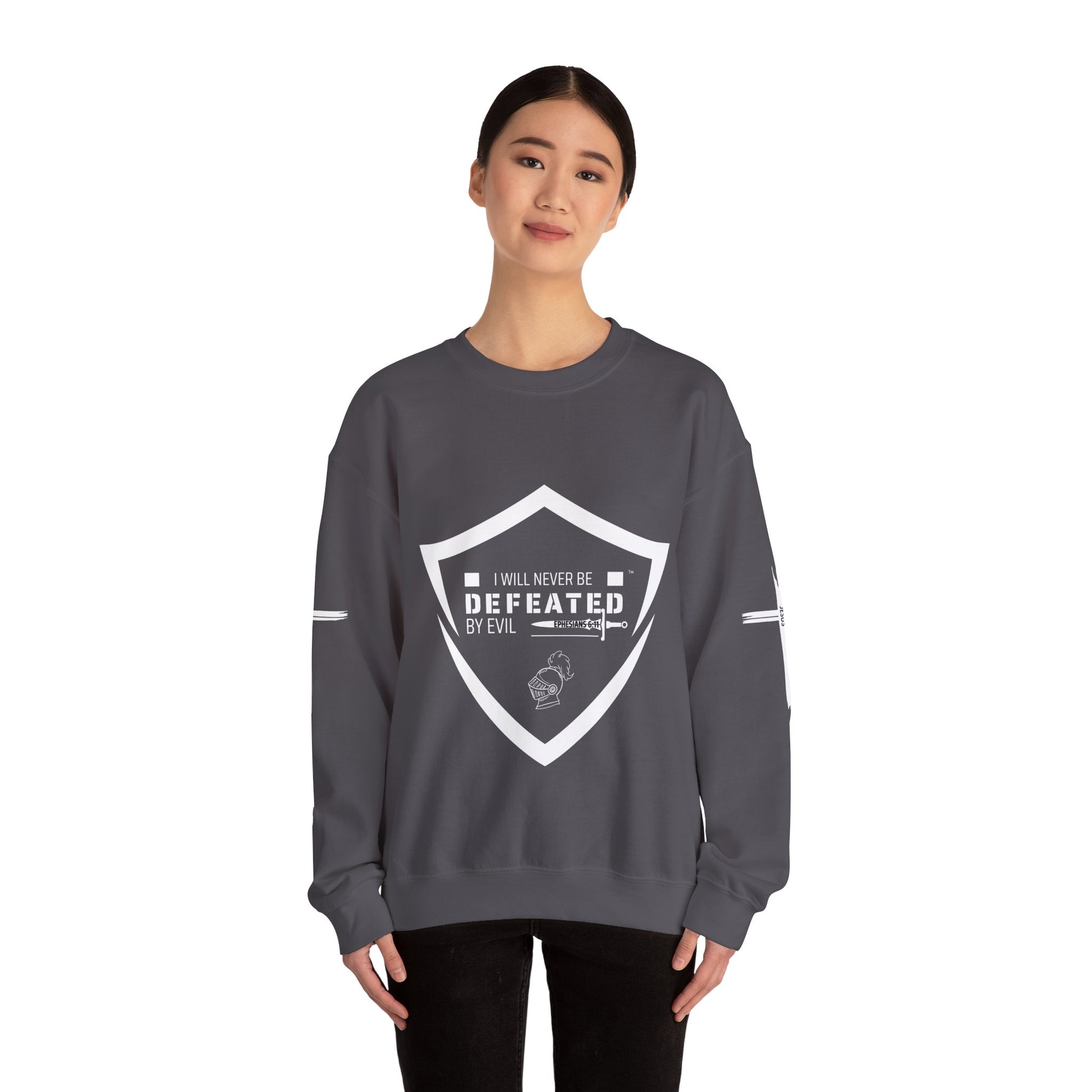 "I WILL NEVER BE DEFEATED" Unisex Crewneck Sweatshirt