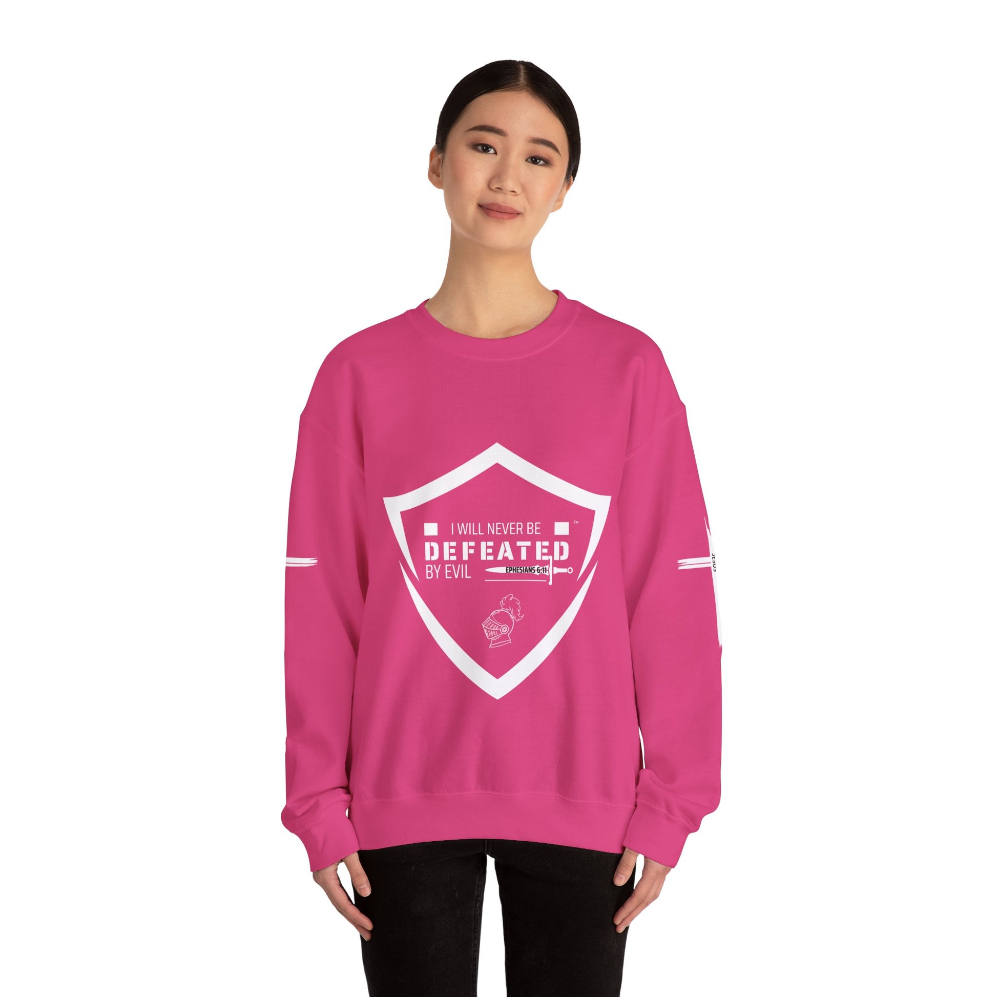 "I WILL NEVER BE DEFEATED" Unisex Crewneck Sweatshirt