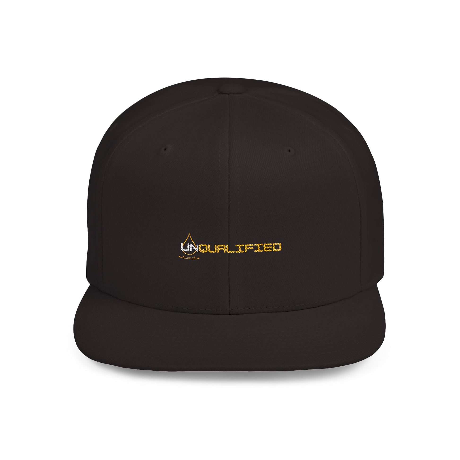 unQUALIFIED Embroidered Flat Bill Snapback Hat - Stylish & Trendy Headwear