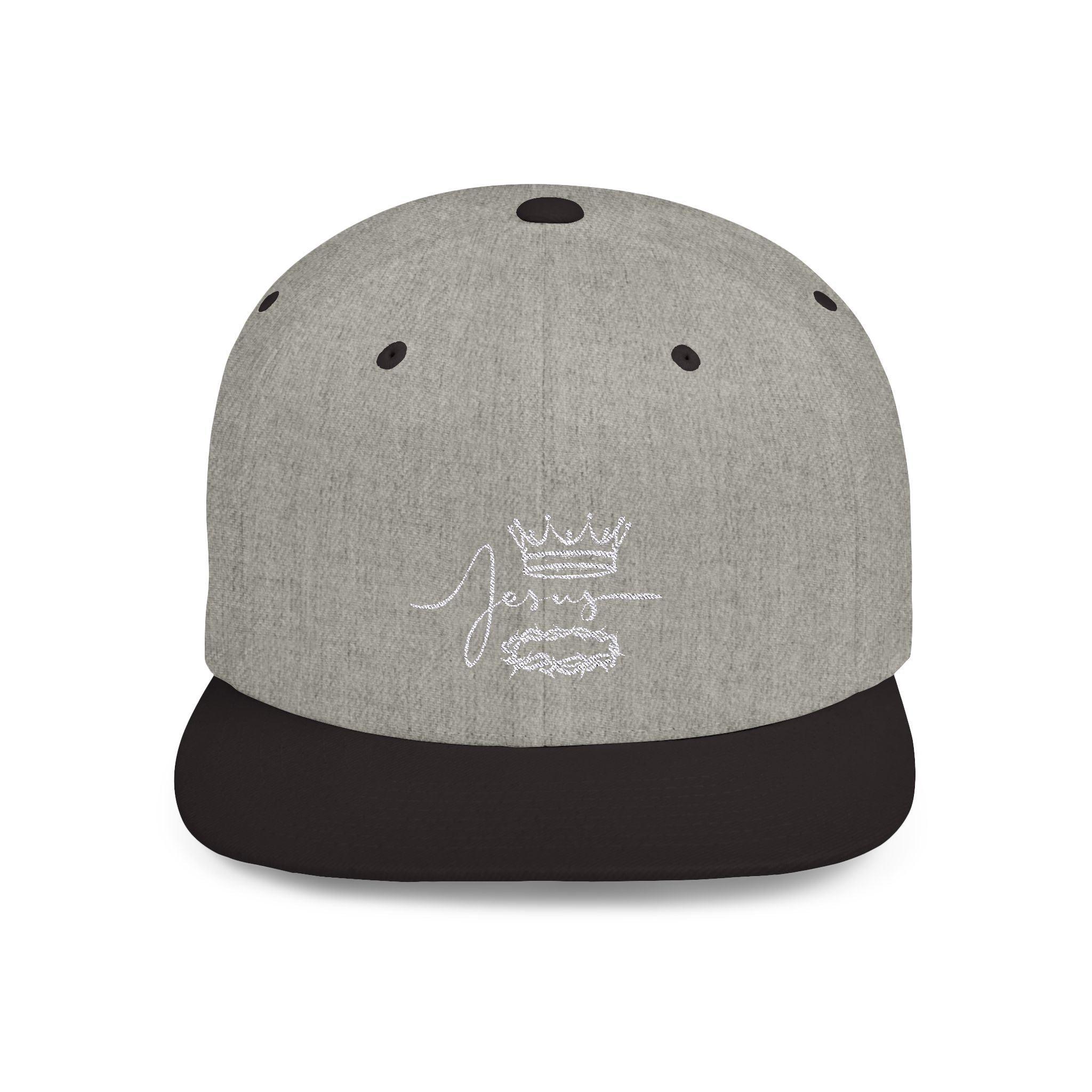 Collection of Jesus Crown Flat Bill Snapback Hat - Stylish Christian Apparel in a gallery layout