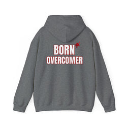 Collection of Born Overcomer - Unisex Heavy Blend Hoodie - Inspirational Sweatshirt for Everyday Comfort in a gallery layout