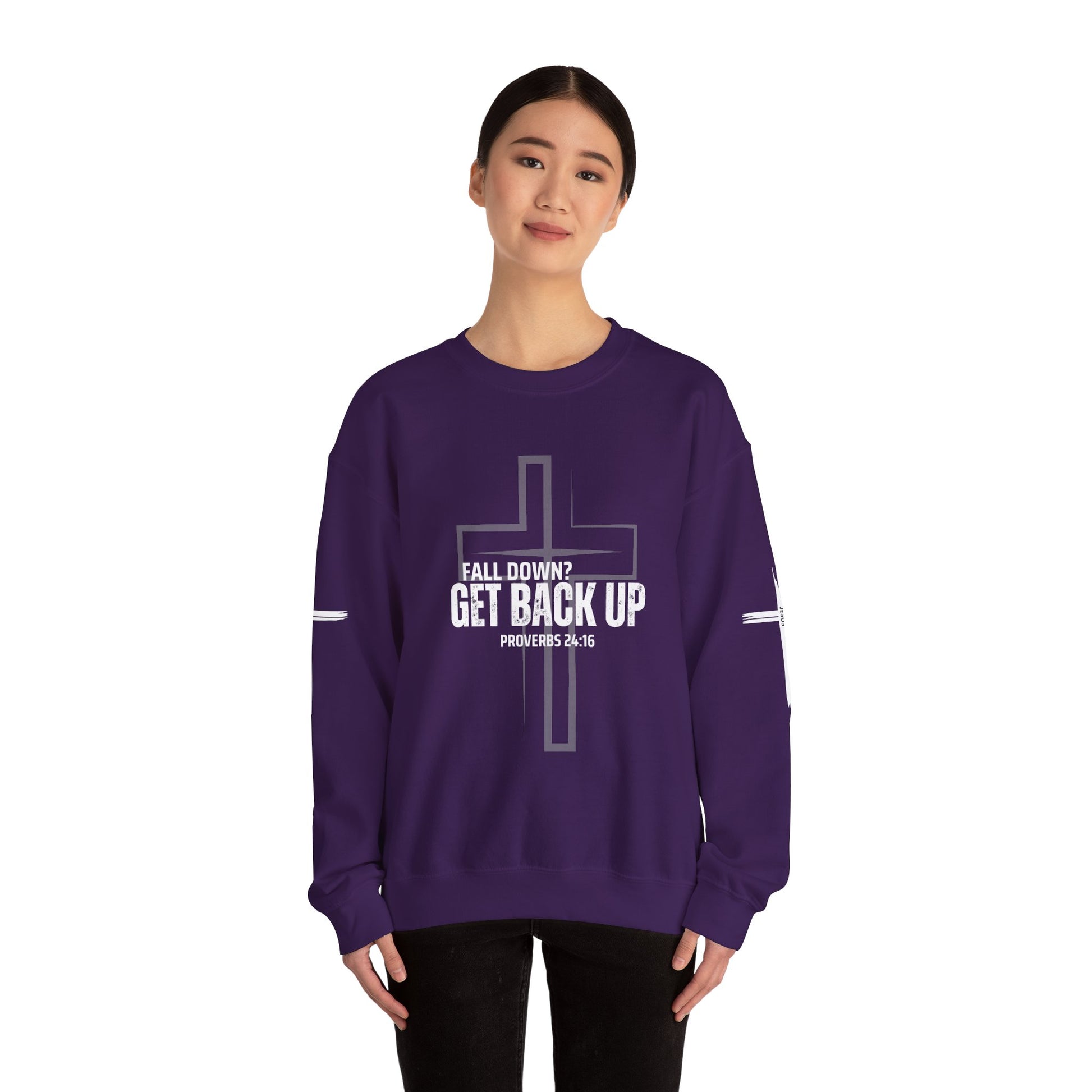 Inspirational Crewneck Sweatshirt - 'Get Back Up' Proverbs 24:16