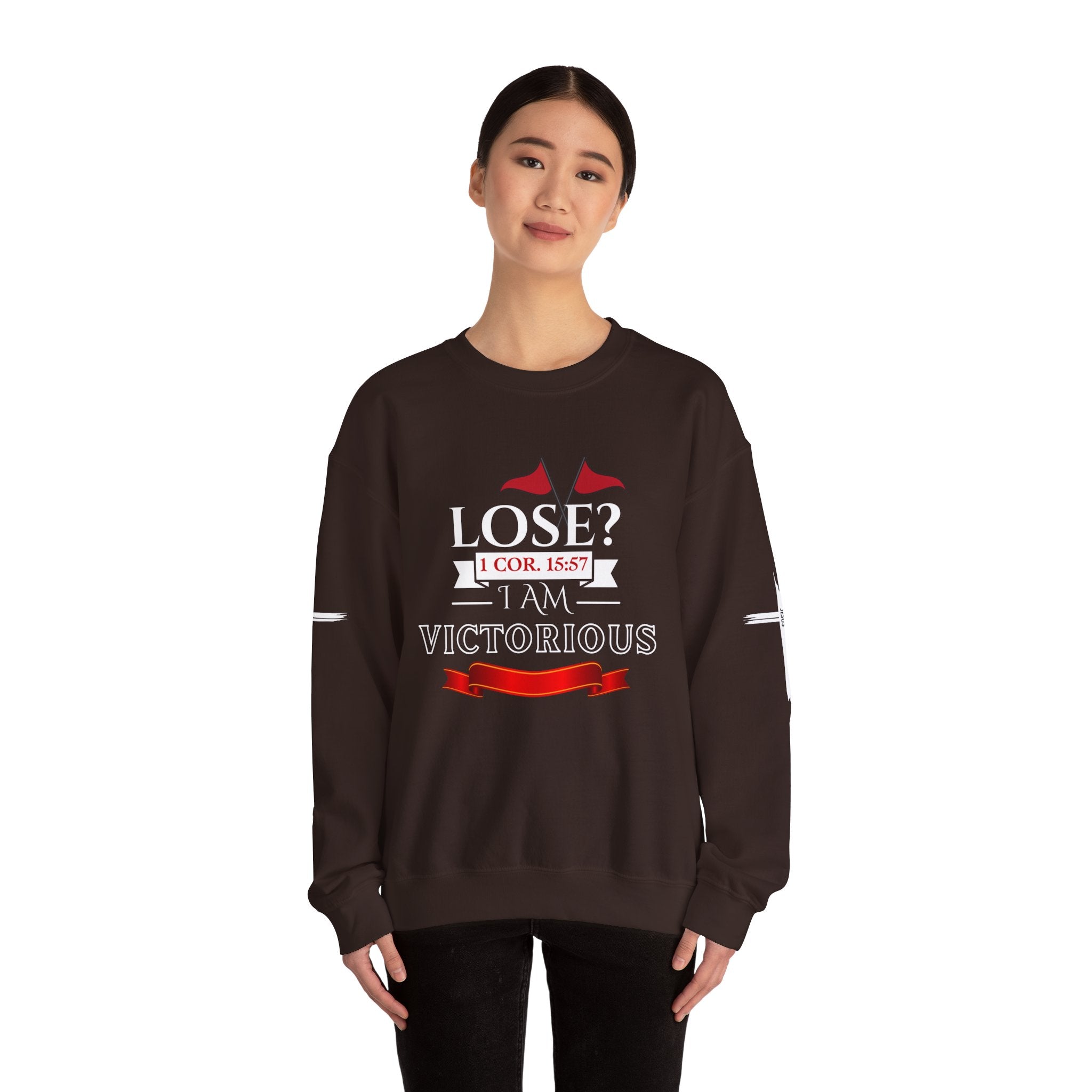 Collection of Inspirational Crewneck Sweatshirt - I AM VICTORIOUS 1 COR. 15:57 | Faith & Victory Apparel in a gallery layout