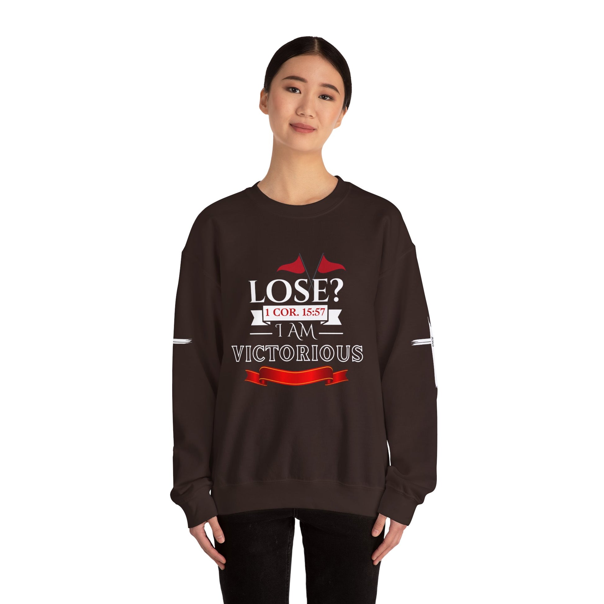 Inspirational Crewneck Sweatshirt - I AM VICTORIOUS 1 COR. 15:57 | Faith & Victory Apparel