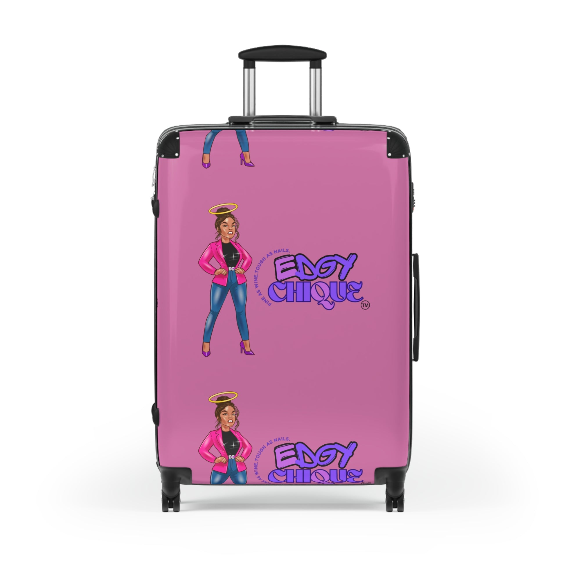 Edgy Chique Pink Suitcase - Trendy Luggage for Fashion-Forward Travelers