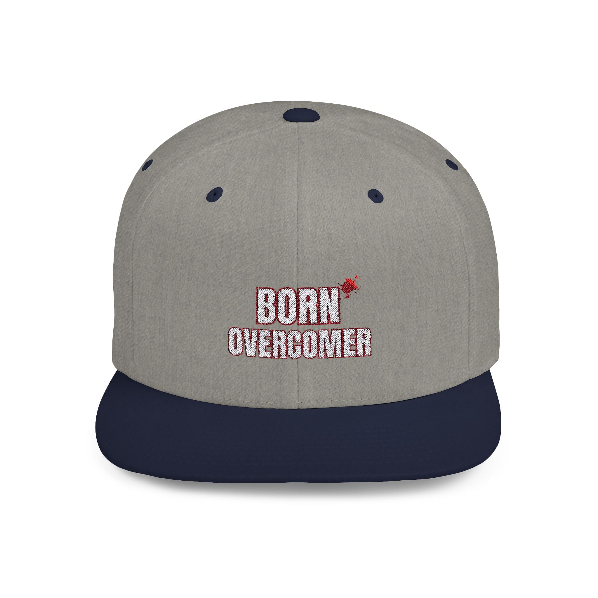 Collection of Born Overcomer Flat Bill Snapback Cap - Inspirational Hat for Motivated Individuals in a gallery layout