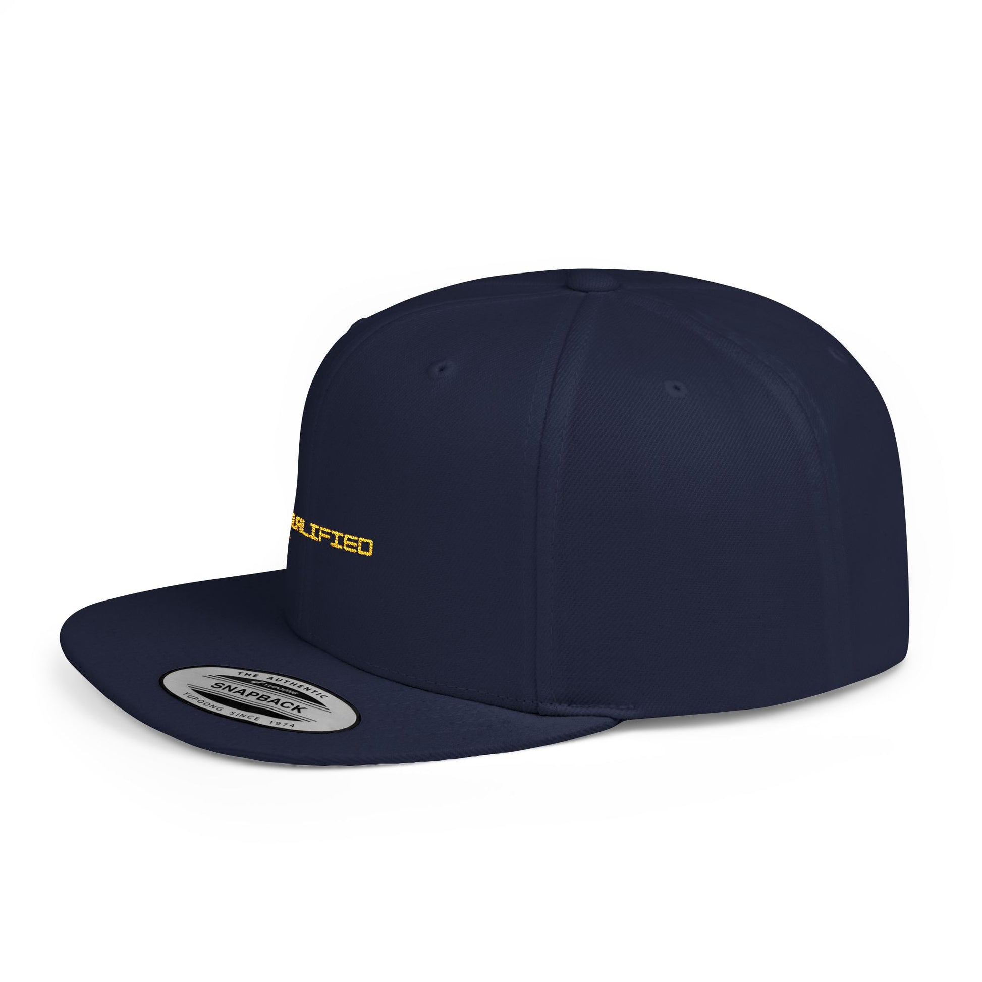 unQUALIFIED Embroidered Flat Bill Snapback Hat - Stylish & Trendy Headwear