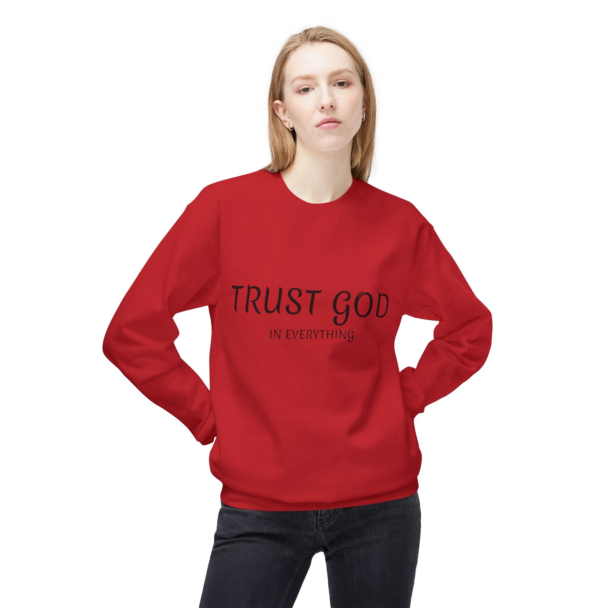 Collection of Trust God Fleece Sweatshirt for Comfort and Inspiration in a gallery layout