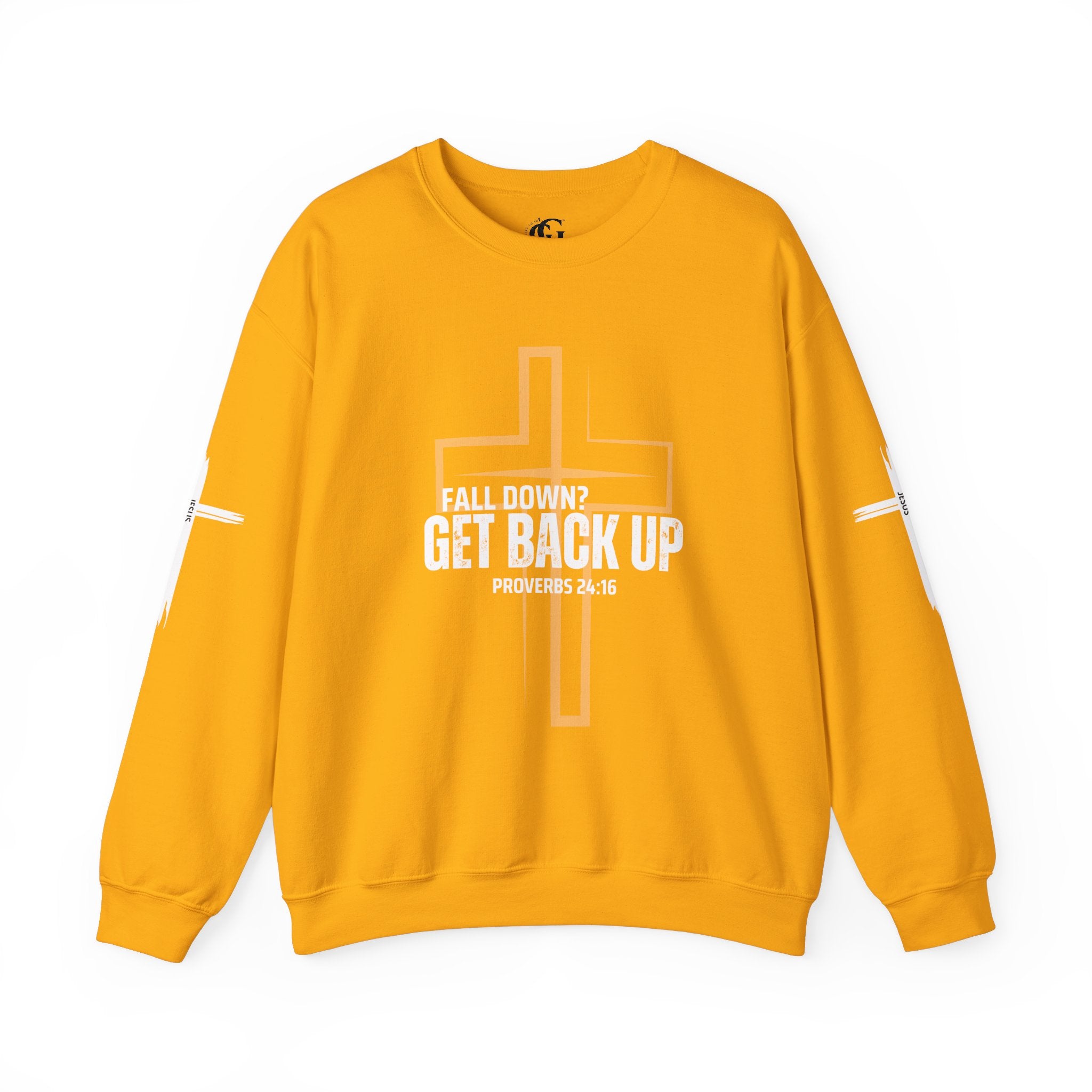 Collection of Inspirational Crewneck Sweatshirt - 'Get Back Up' Proverbs 24:16 in a gallery layout