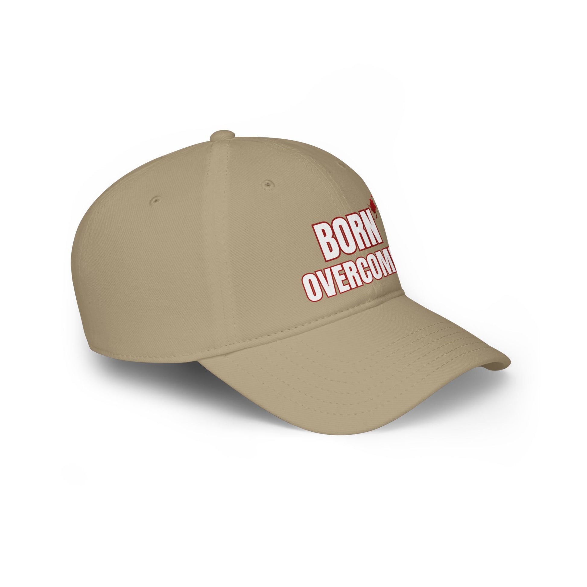 Born Overcomer Low Profile Baseball Cap - Motivational Red Hat