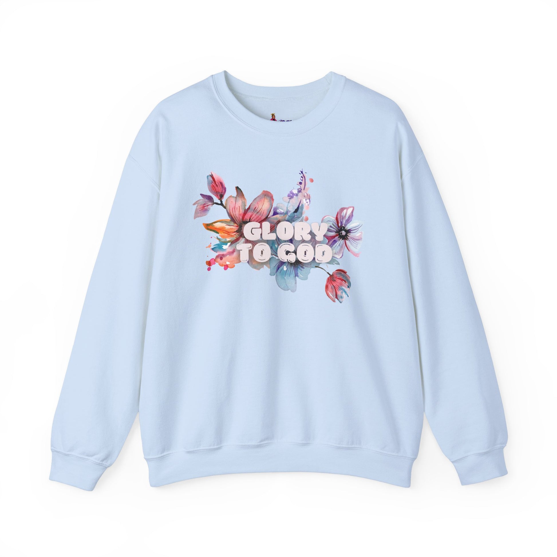 "Glory to God" Floral Crewneck Sweatshirt: no-chenille patch