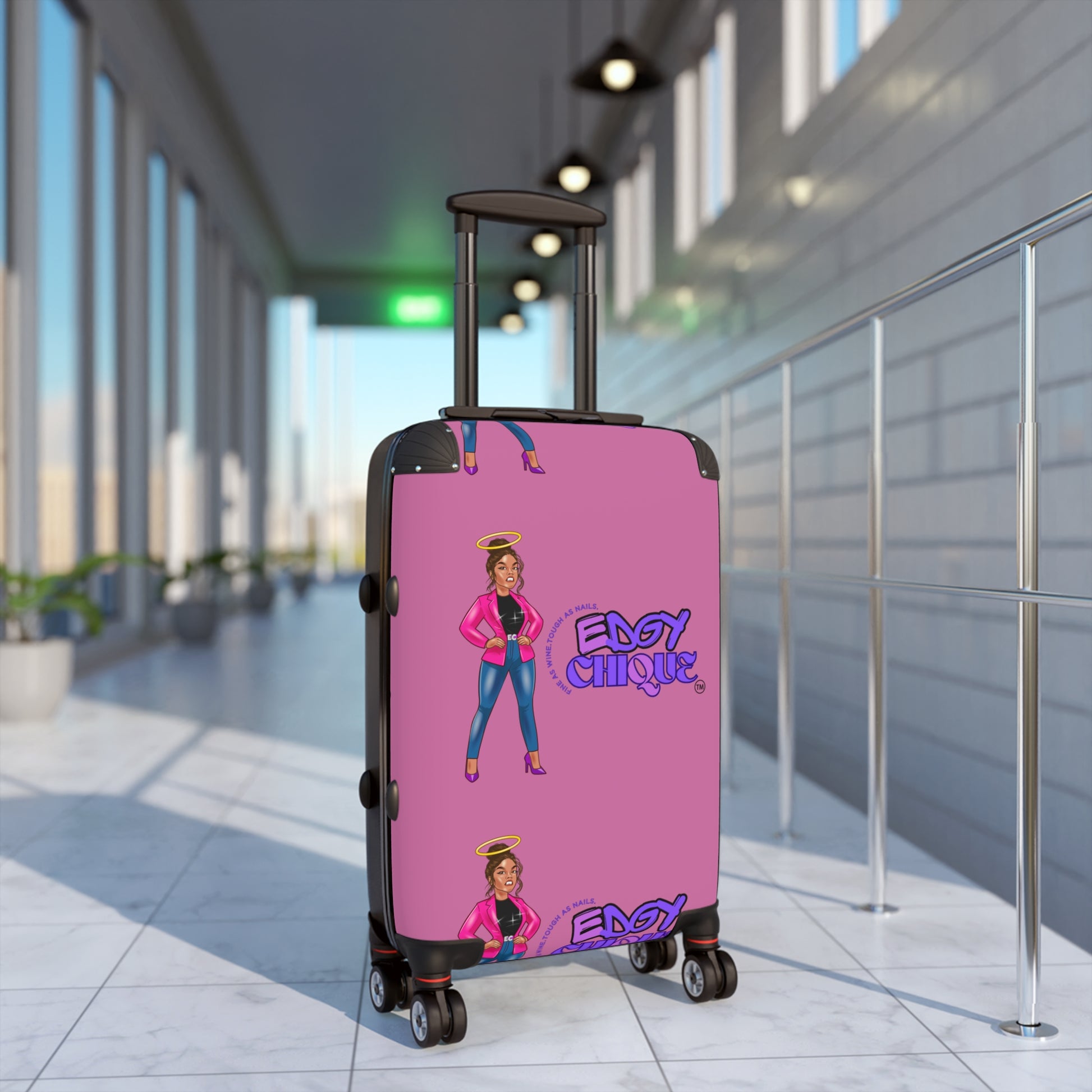 Edgy Chique Pink Suitcase - Trendy Luggage for Fashion-Forward Travelers