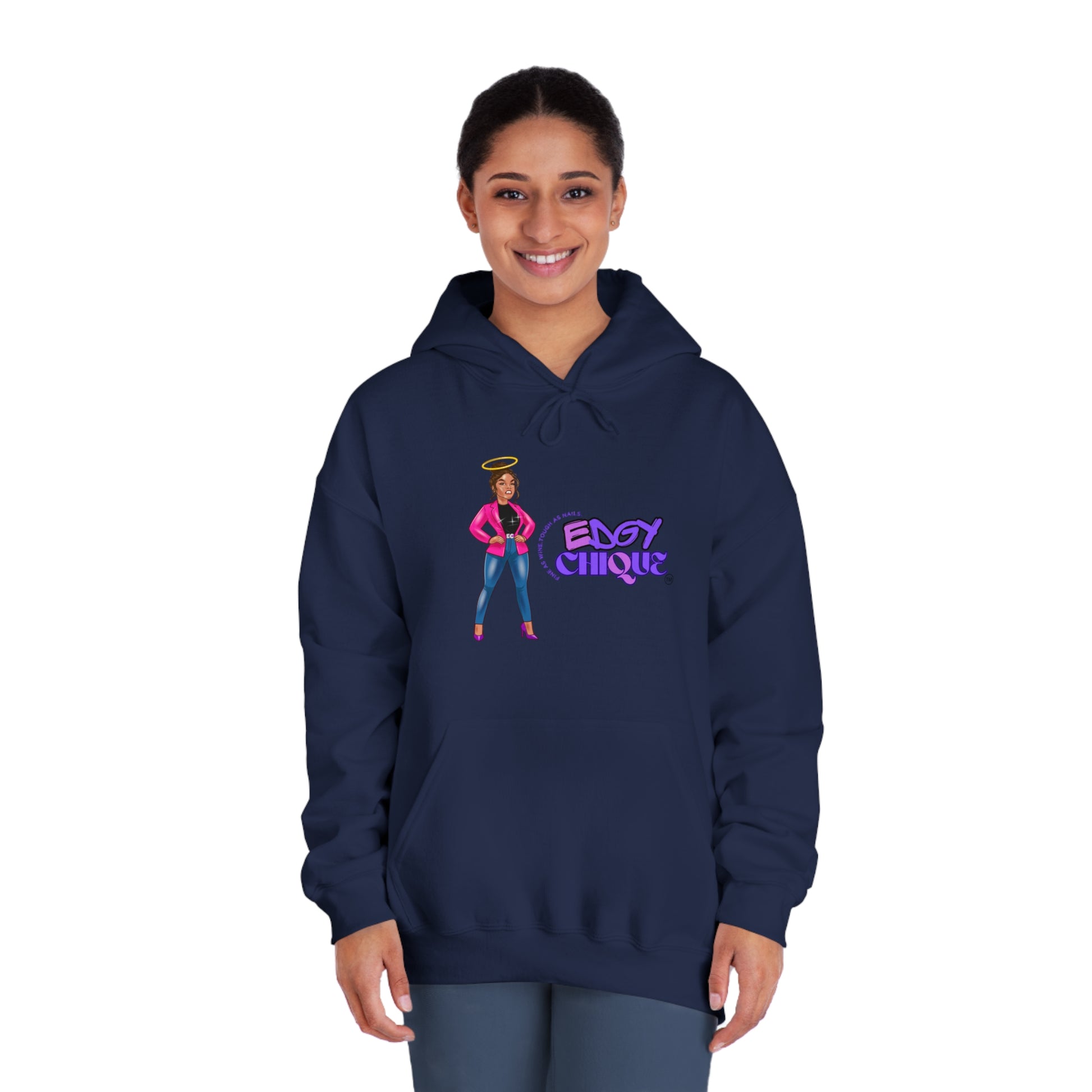 Edgy Chic Unisex Hooded Sweatshirt - Trendy Graphic Design for Fashion Lovers