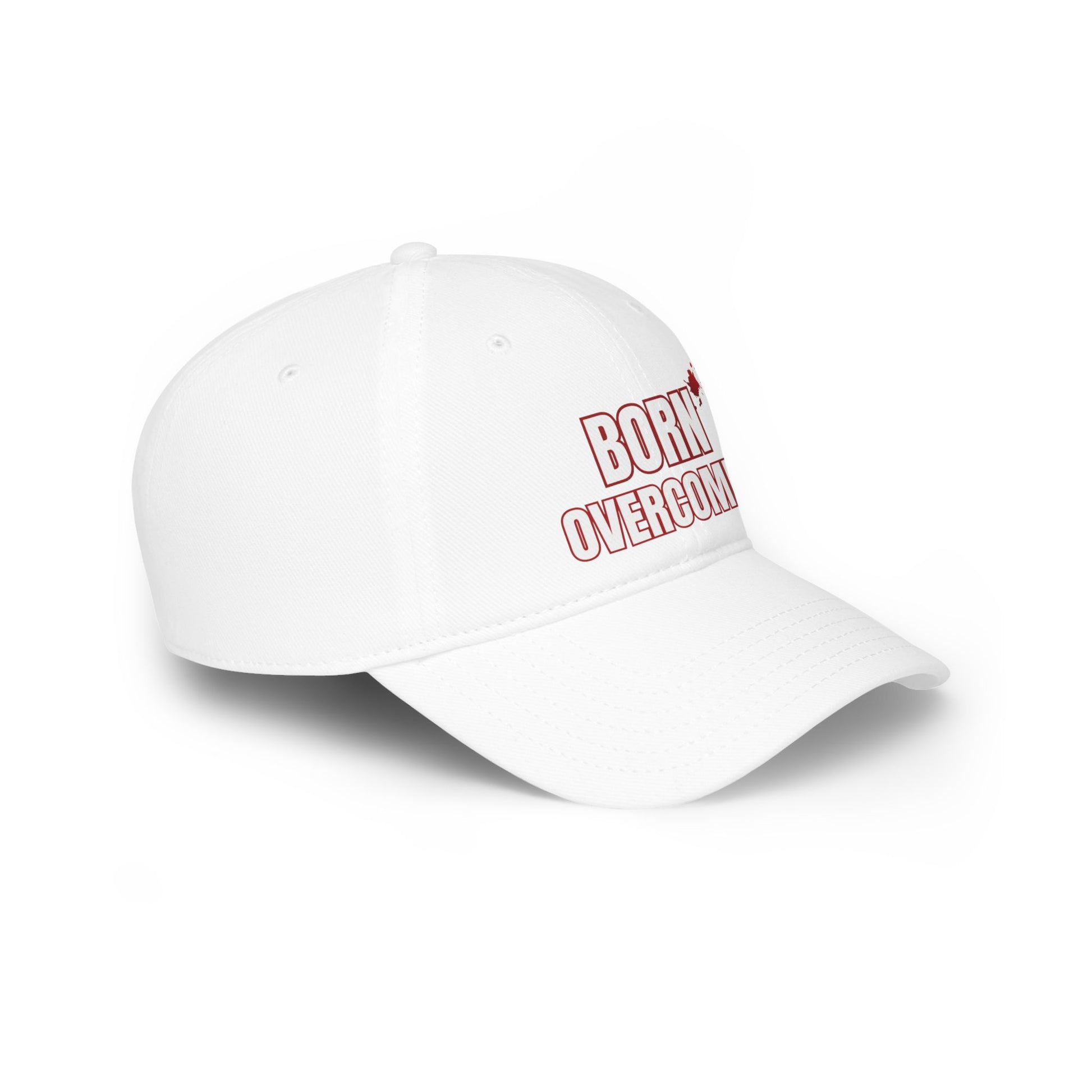 Born Overcomer Low Profile Baseball Cap - Motivational Red Hat