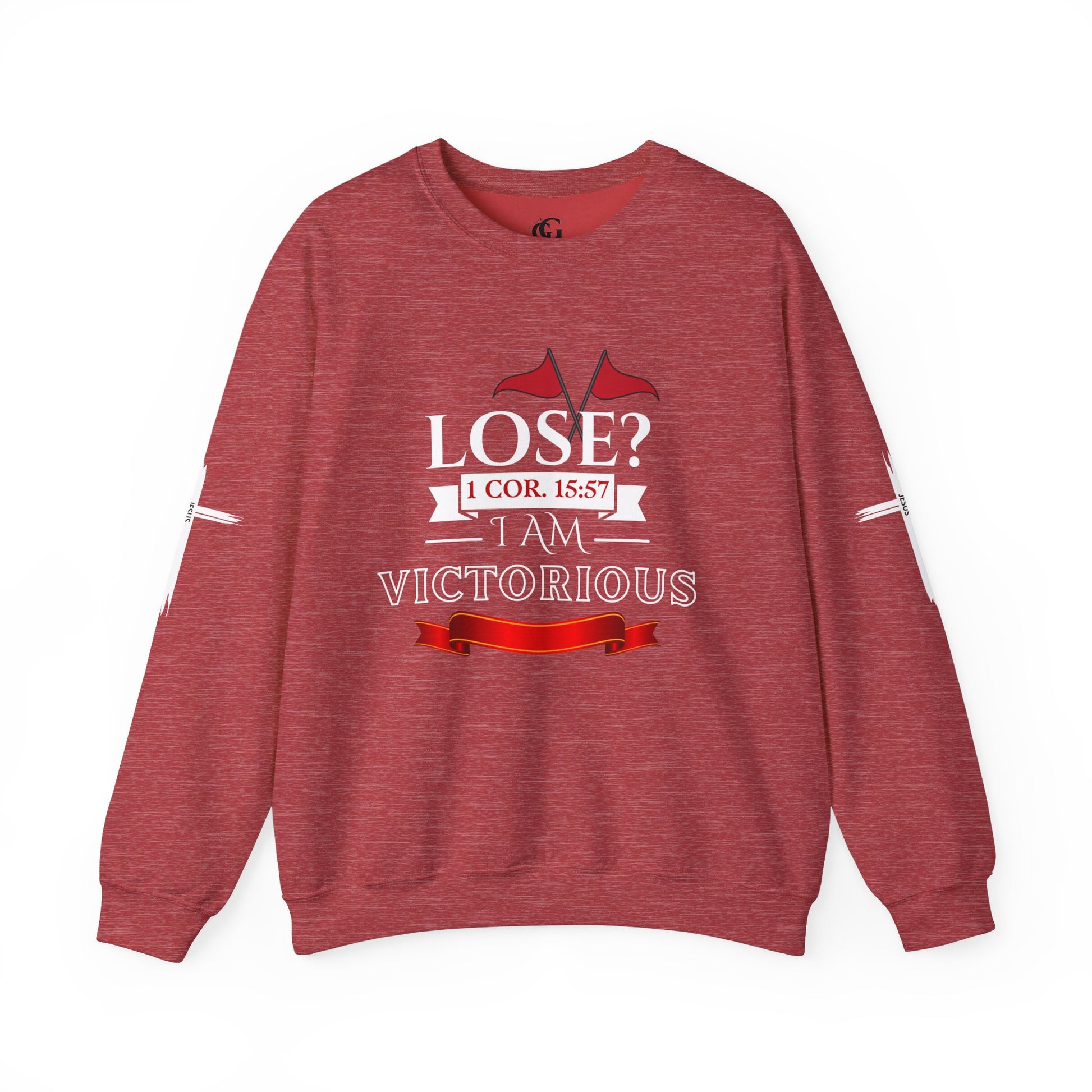 Inspirational Crewneck Sweatshirt - I AM VICTORIOUS 1 COR. 15:57 | Faith & Victory Apparel