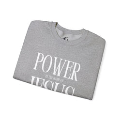 Collection of Power In the Name of Jesus Unisex Crewneck Sweatshirt for Comfort Lovers in a gallery layout