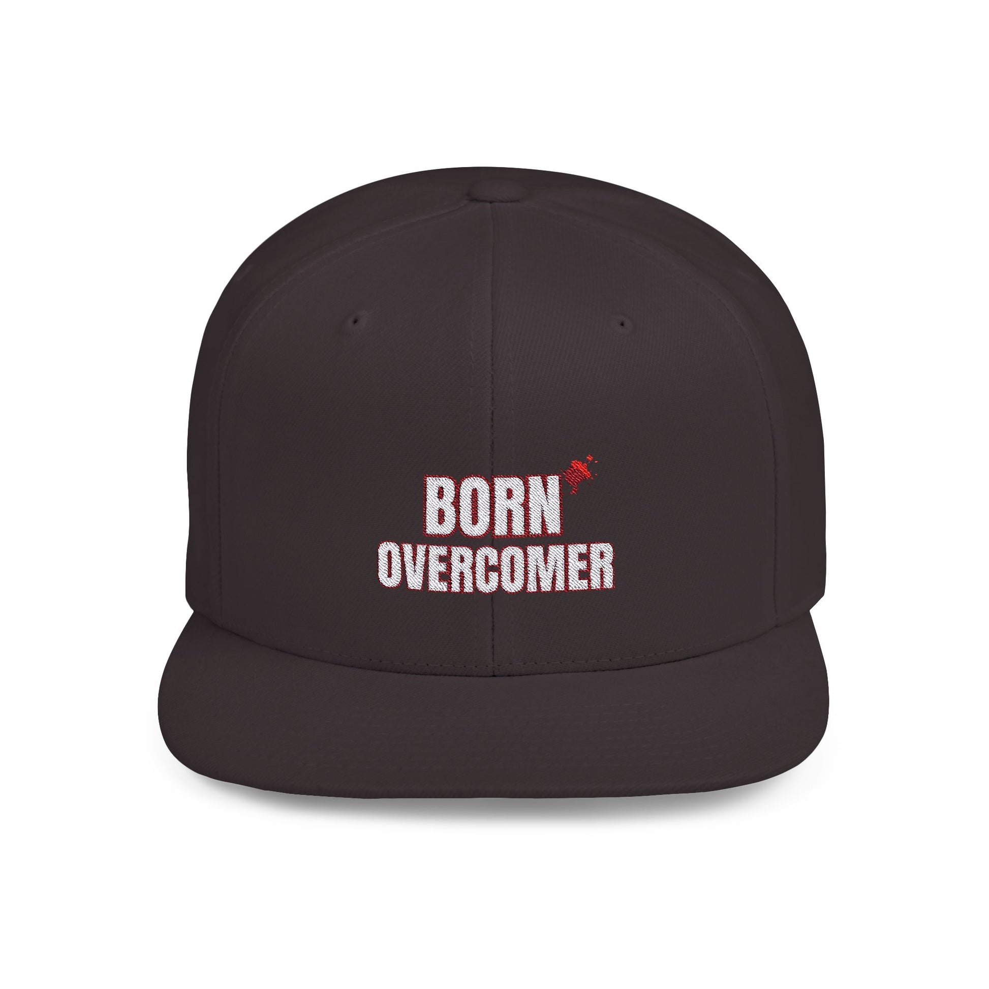 Born Overcomer Flat Bill Snapback Cap - Inspirational Hat for Motivated Individuals