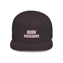 Collection of Born Overcomer Flat Bill Snapback Cap - Inspirational Hat for Motivated Individuals in a gallery layout