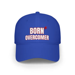 Collection of Born Overcomer Low Profile Baseball Cap - Motivational Red Hat in a gallery layout