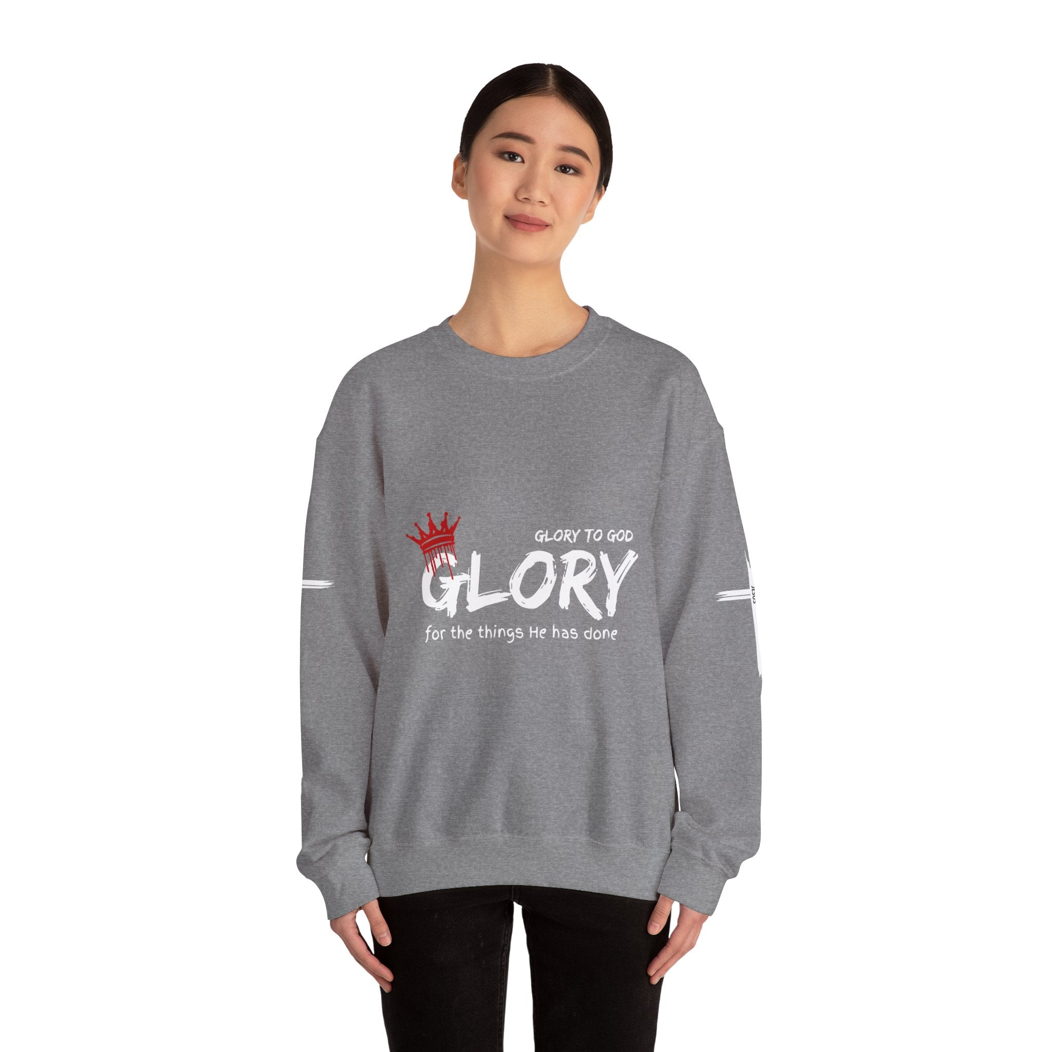 Collection of Glory to God for the Things He Has Done - Unisex Crewneck Sweatshirt in a gallery layout