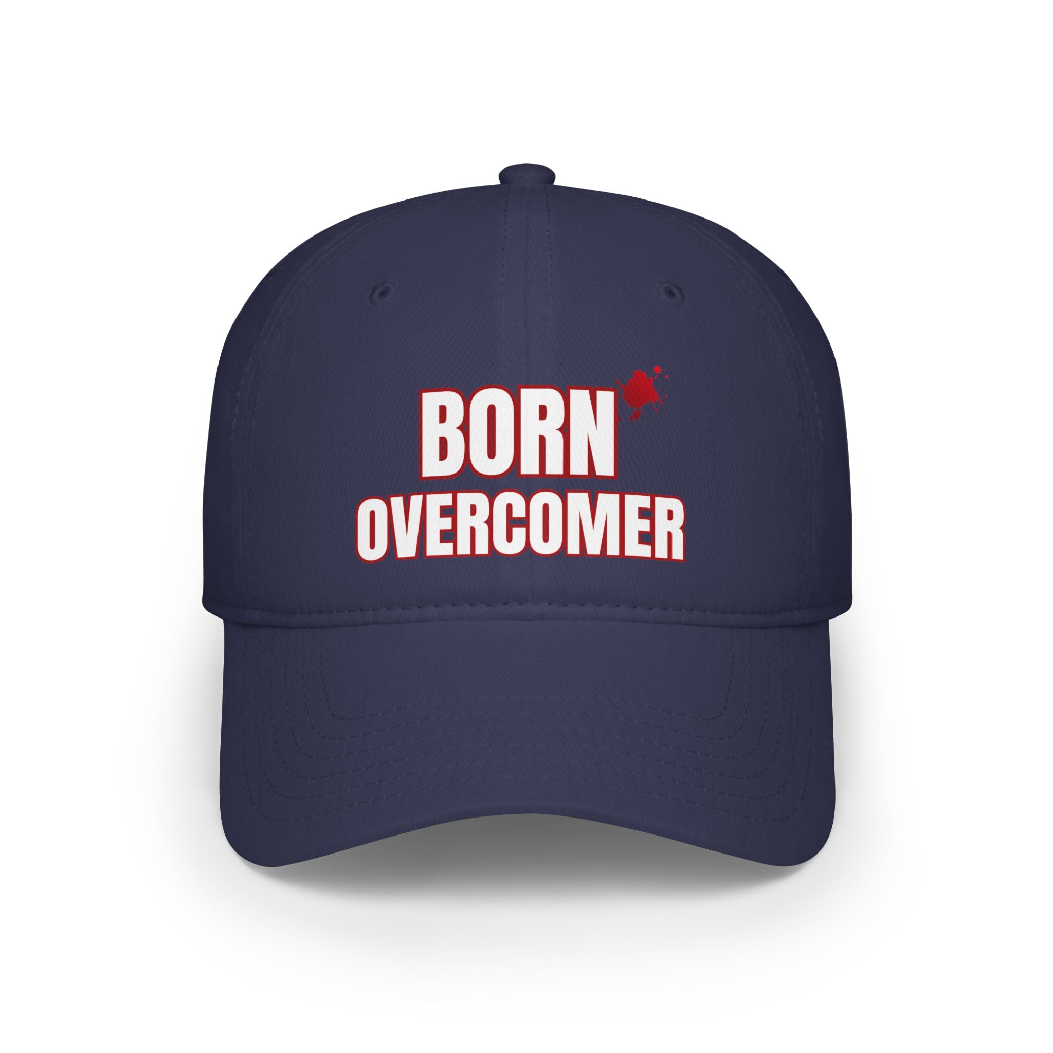 Collection of Born Overcomer Low Profile Baseball Cap - Motivational Red Hat in a gallery layout