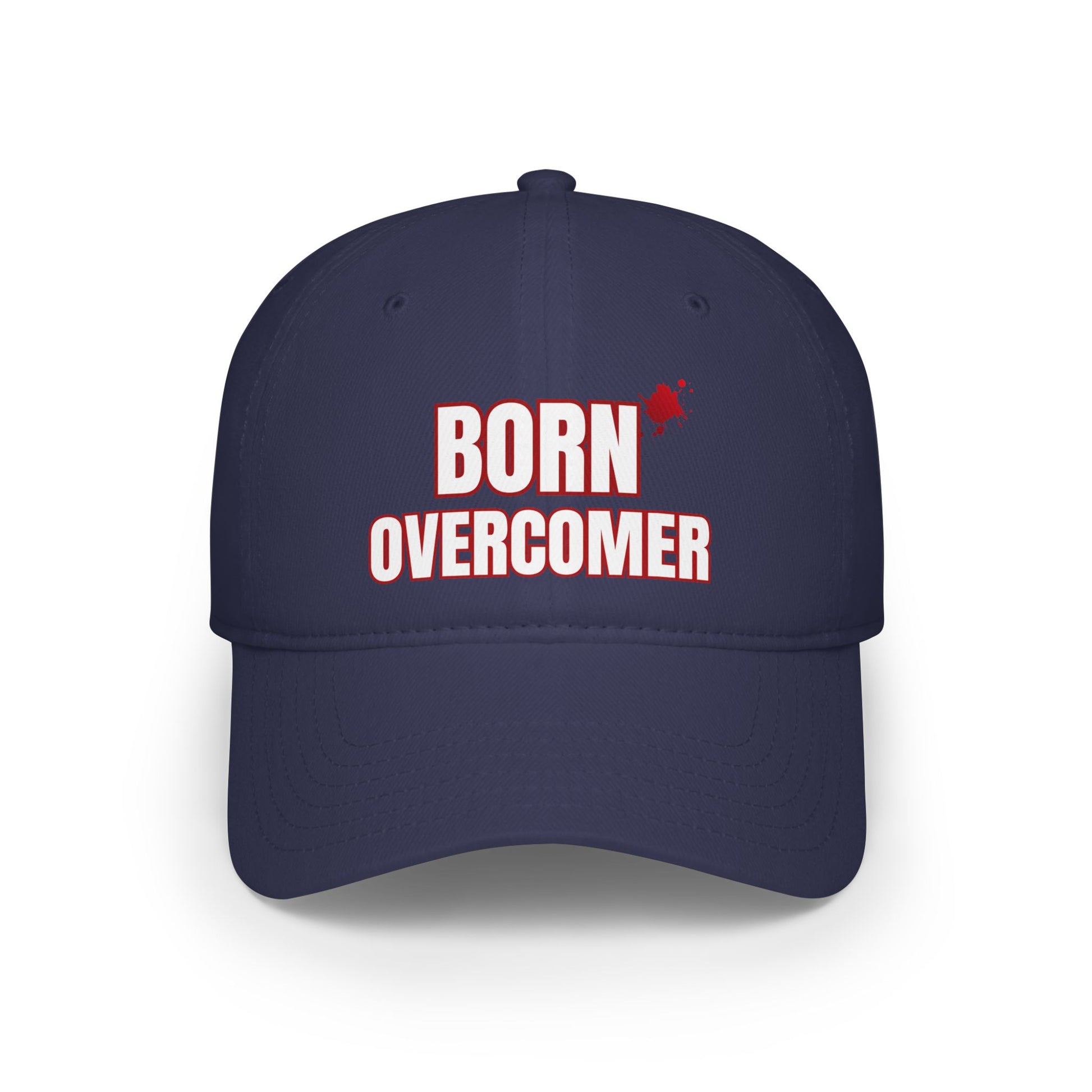 Born Overcomer Low Profile Baseball Cap - Motivational Red Hat