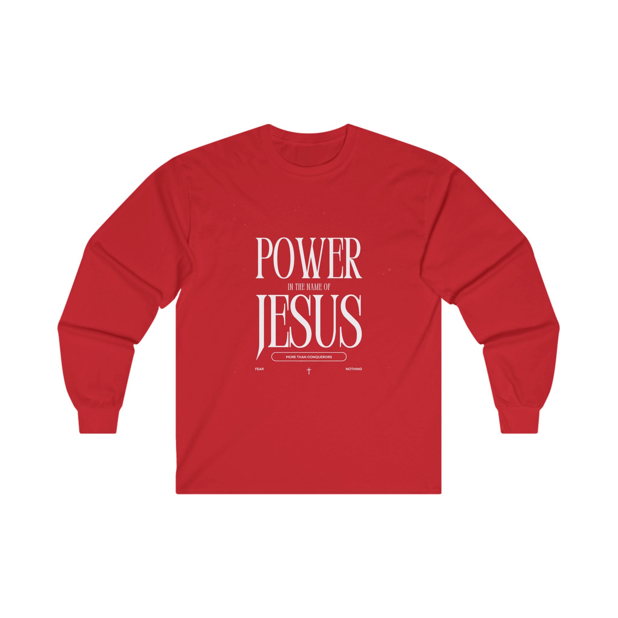 Collection of Power in the Name of Jesus Unisex Long Sleeve Tee - Faith-Based Spiritual Apparel in a gallery layout